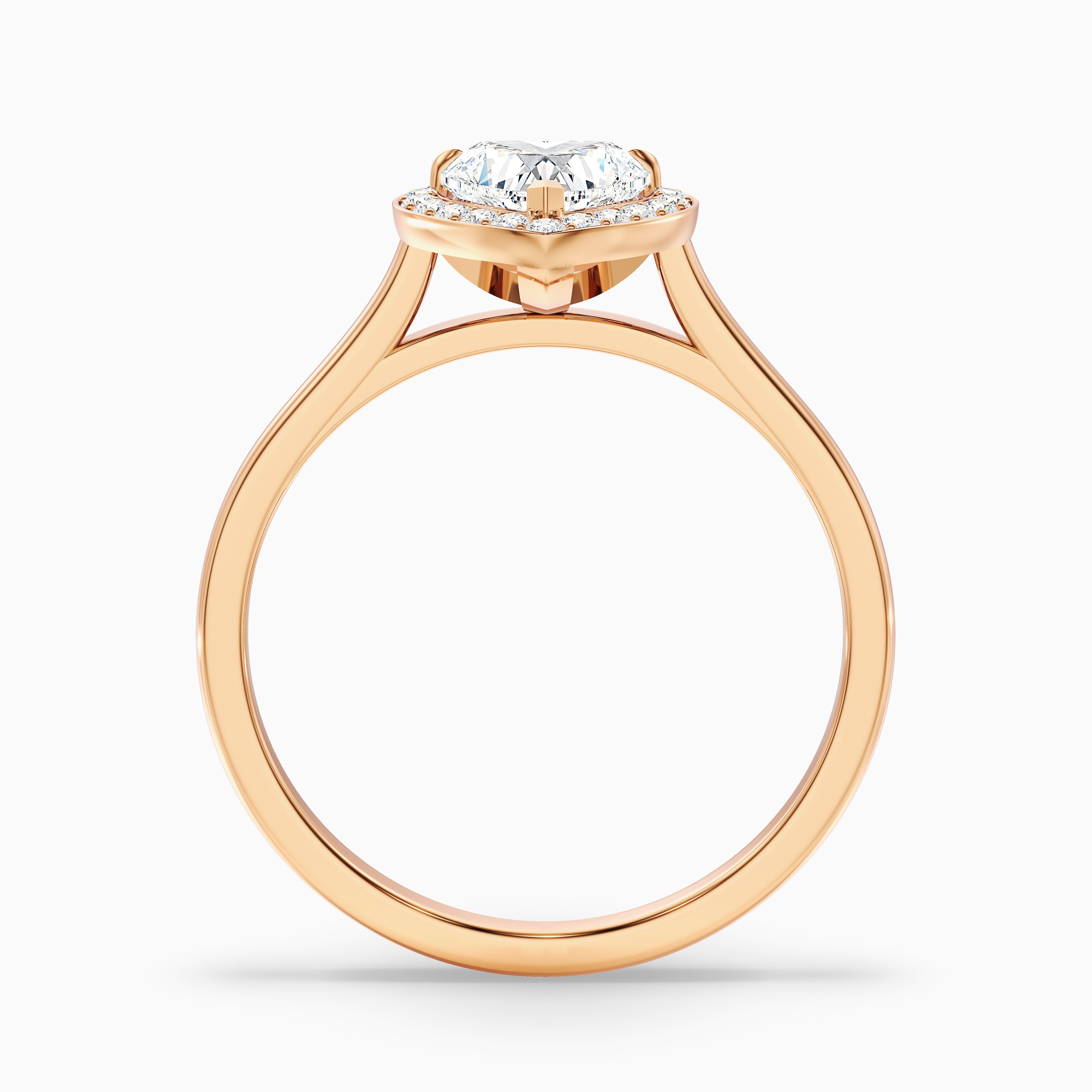 Ruby 2 Carat Heart Halo Lab Grown Diamond Ring in 14k Rose Gold