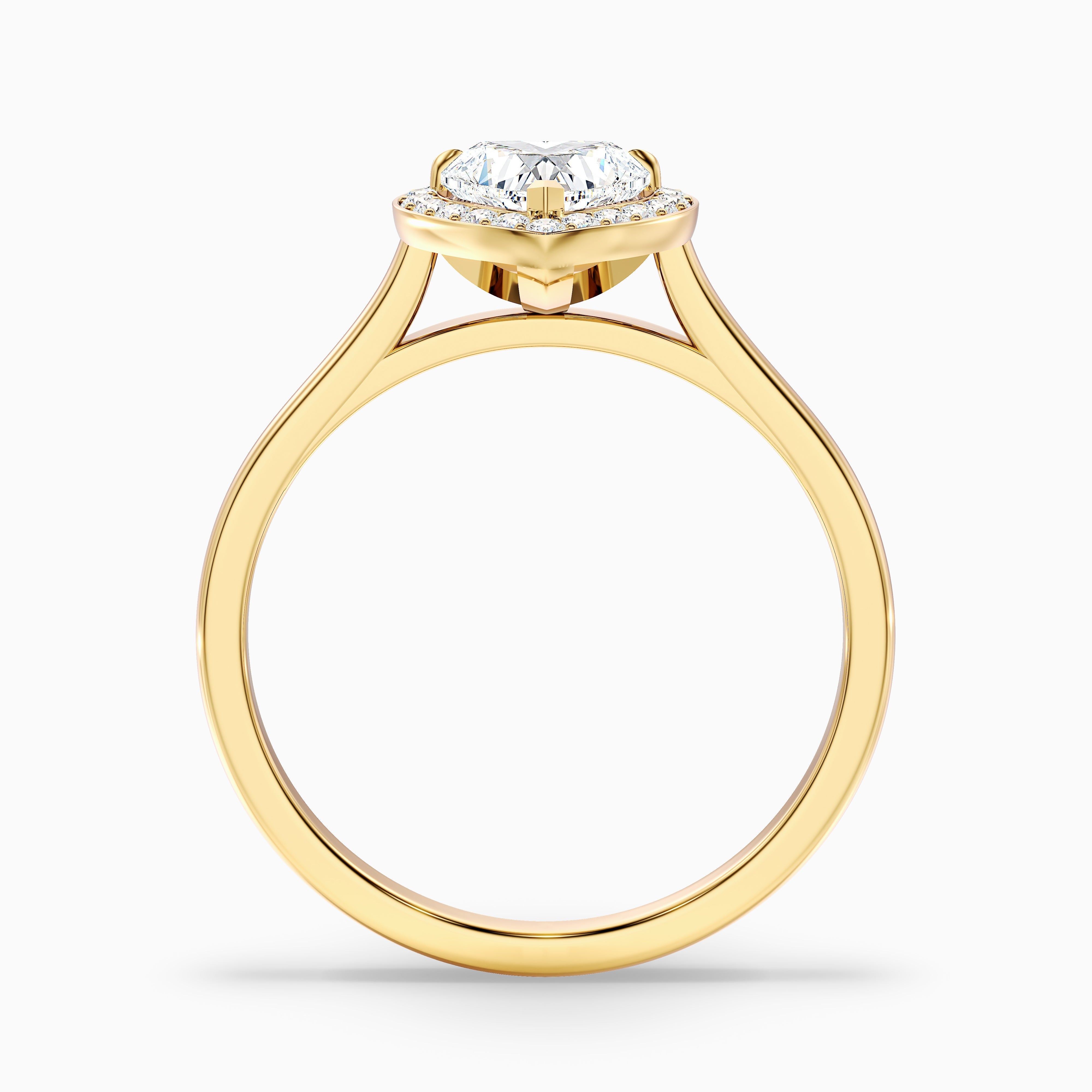 Ruby 1 Carat Heart Halo Lab Grown Diamond Ring in 14k Yellow Gold