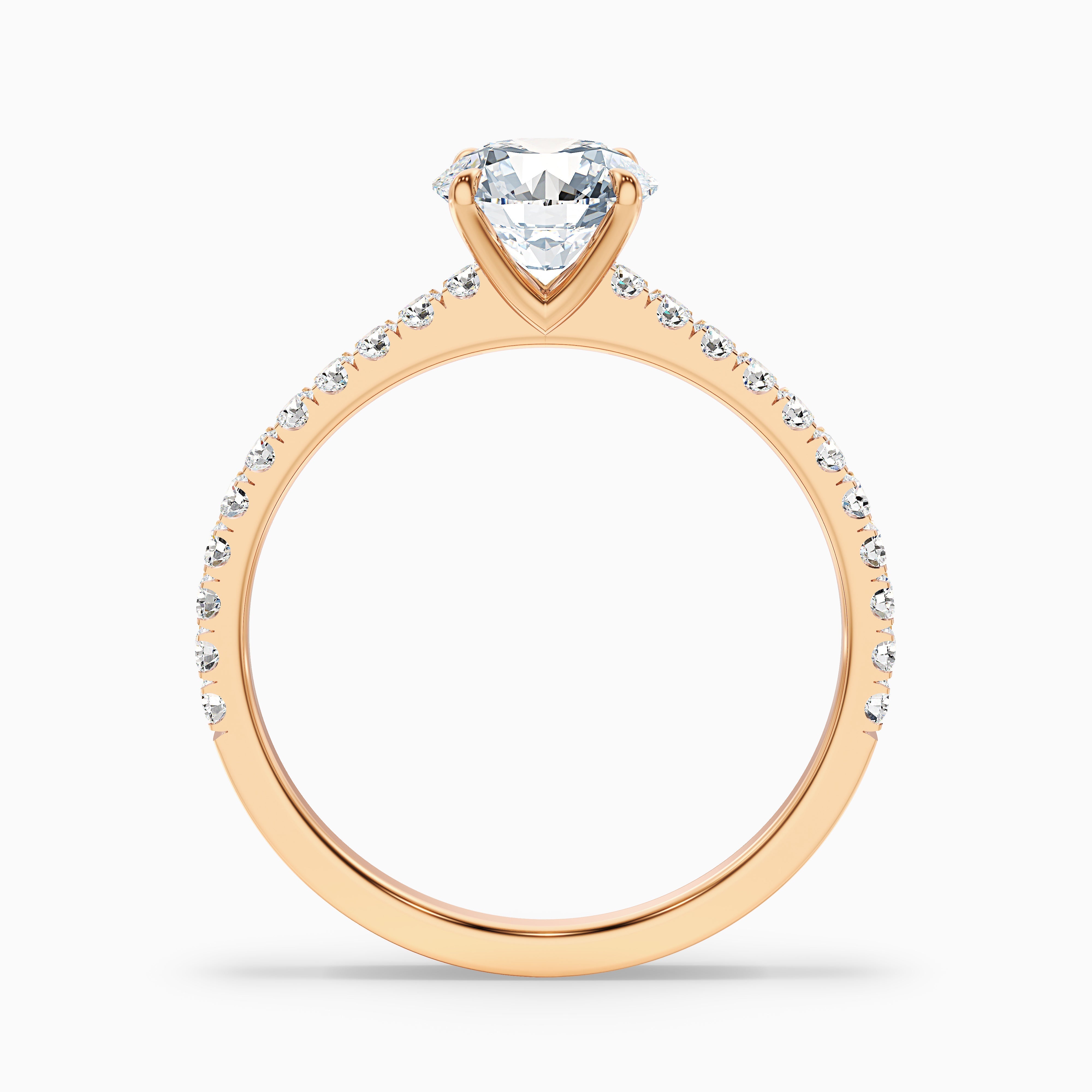 Sarah 2 Carat Round Side Stone Pave Lab Grown Diamond Ring in 18k Rose Gold