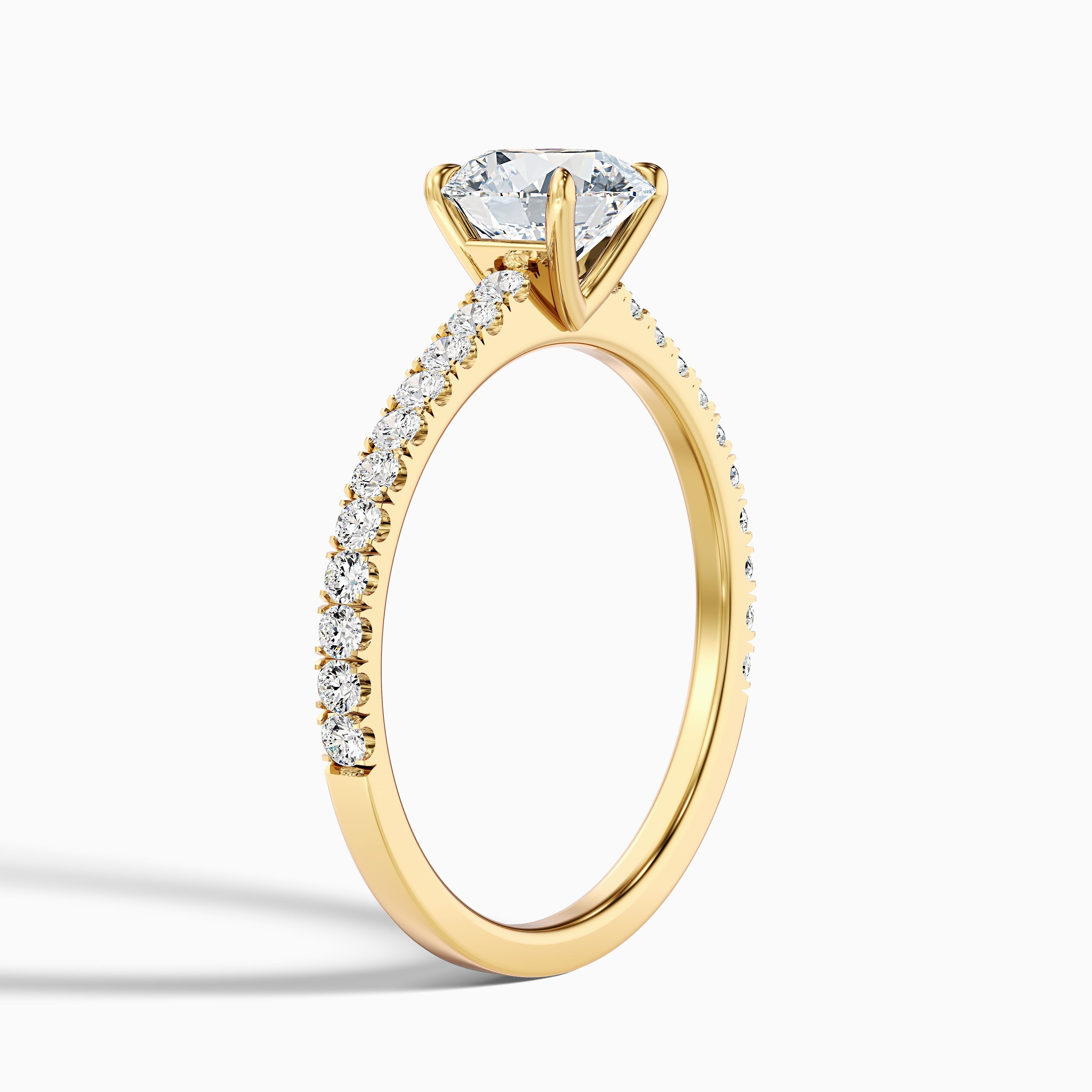 Sarah 3.5 Carat Round Side Stone Pave Lab Grown Diamond Ring in 14k Yellow Gold