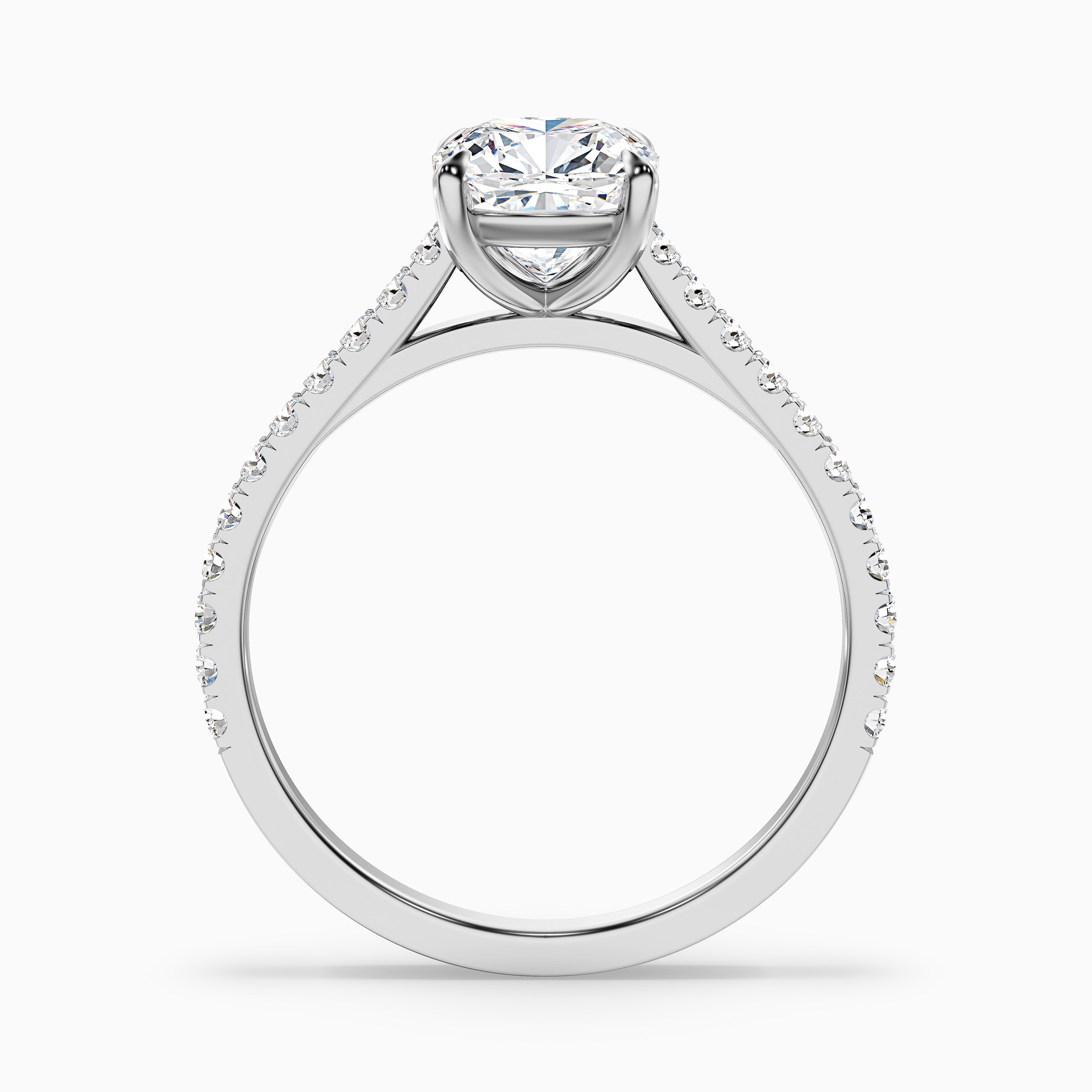 Mary 3.5 Carat Cushion Cut Side Stone Pave Moissanite Engagement Ring in 18k Yellow Gold