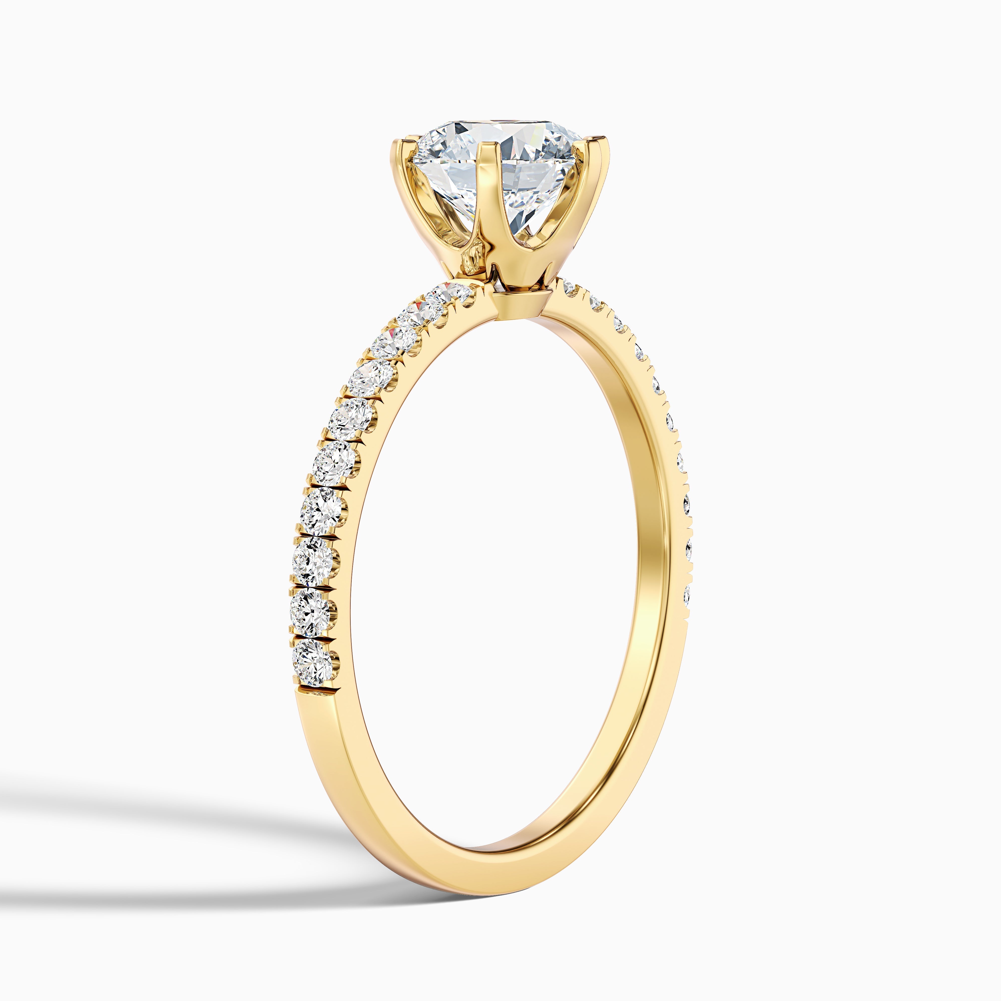 Olive 2.5 Carat Round Side Stone Pave Lab Grown Diamond Ring in 14k White Gold