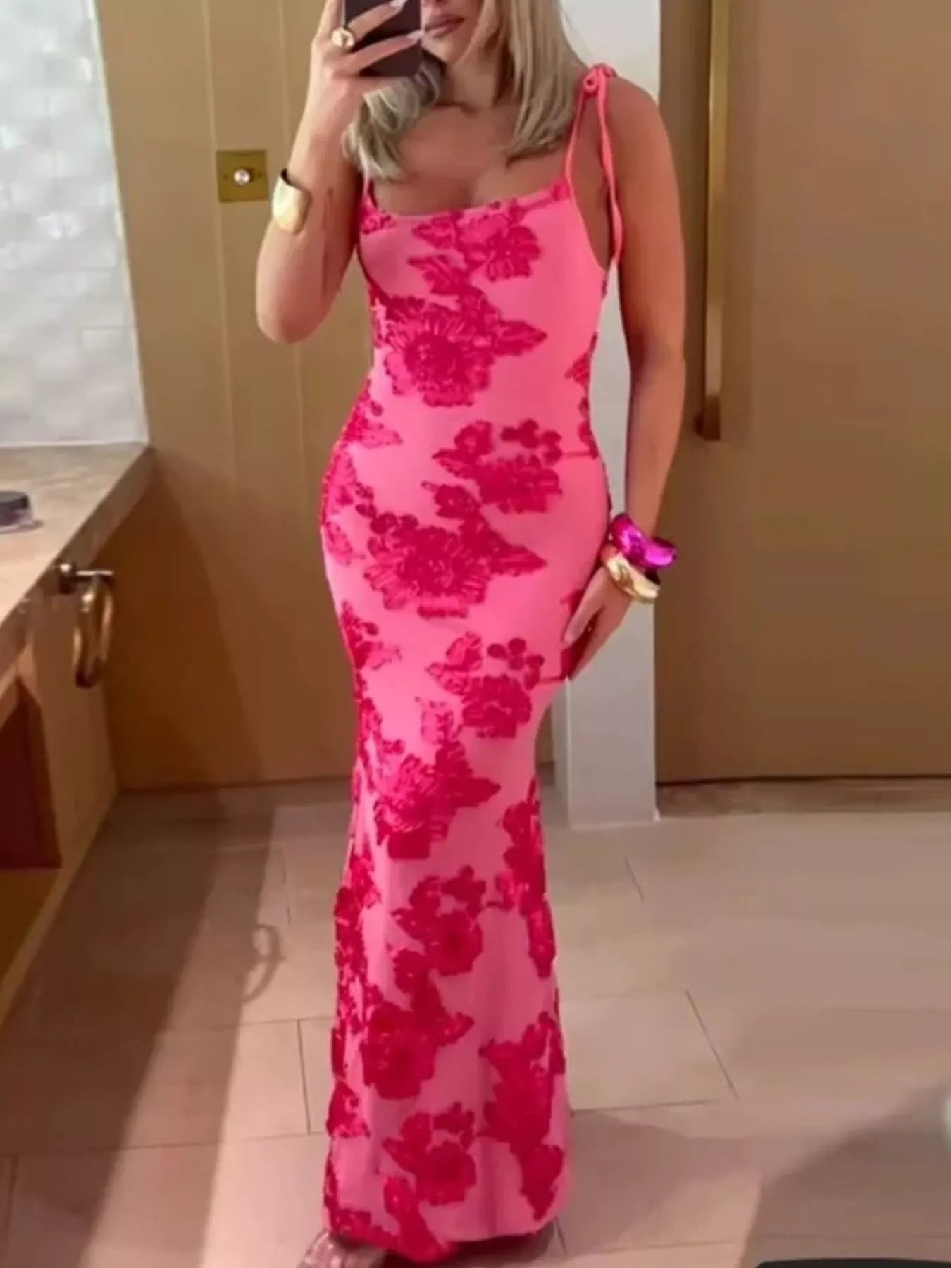 Floral Tie Shoulder Maxi Dress