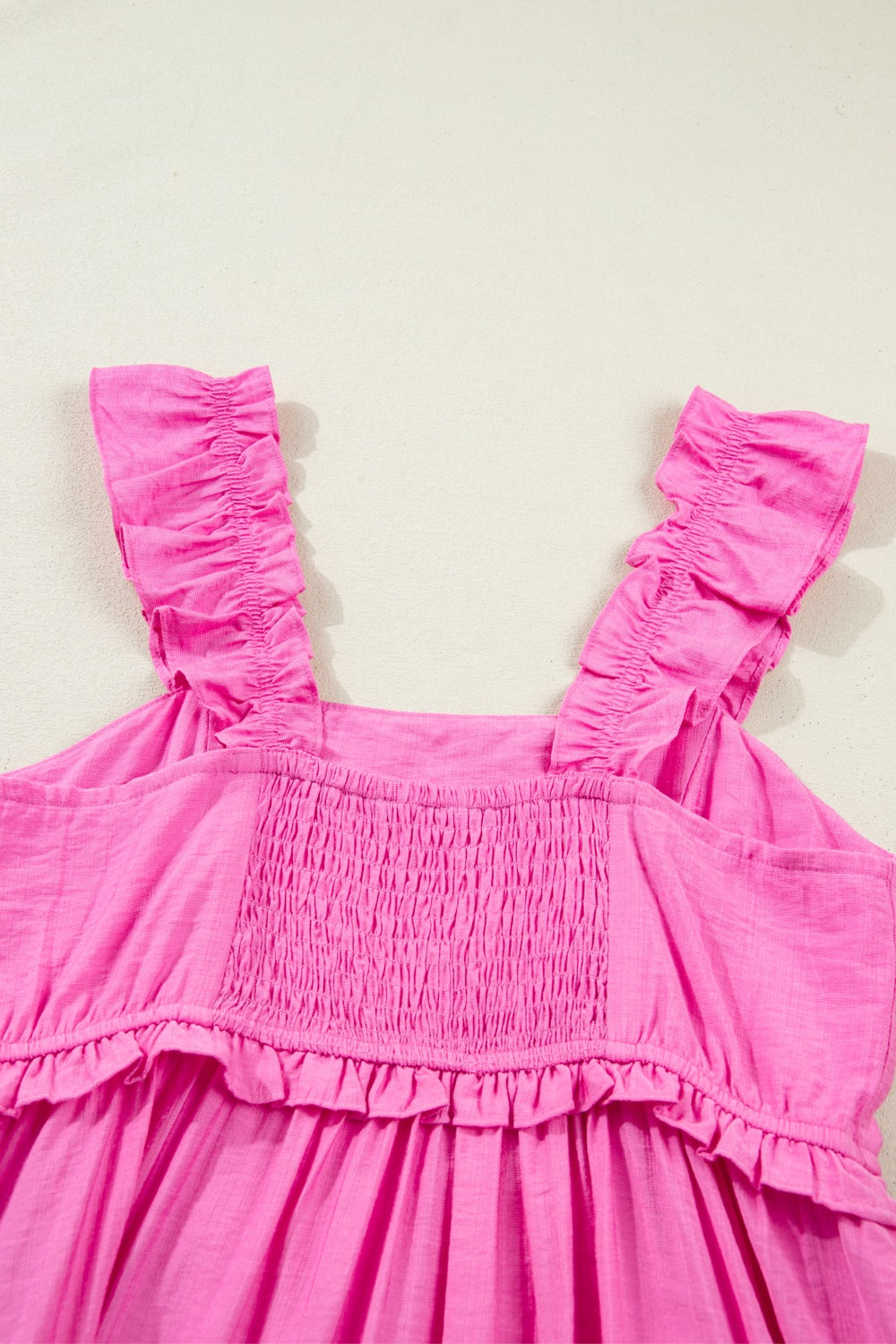 Solid Color Ruffle Trim High Waist Sleeveless Maxi Dress