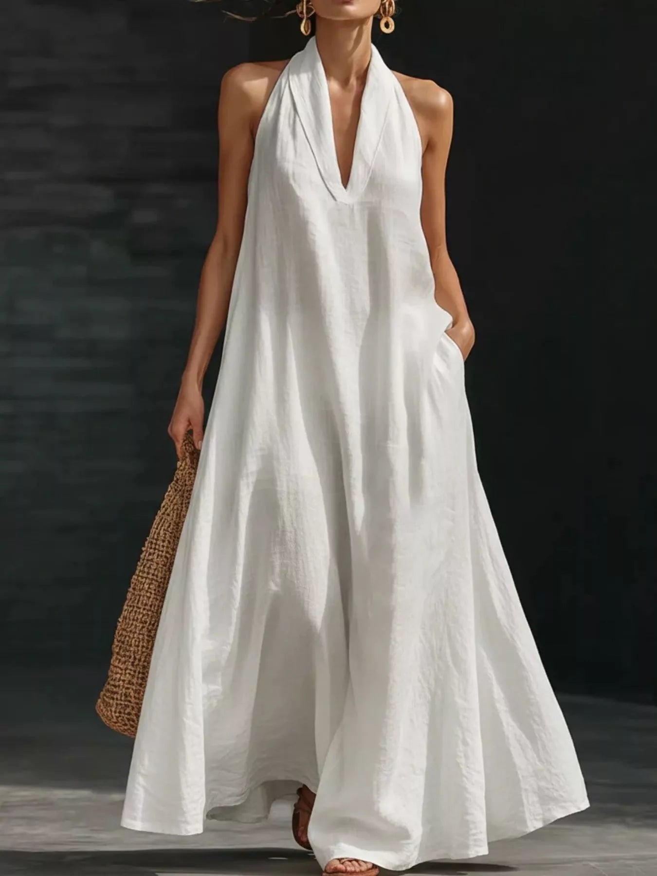 Full Size Halter Neck Sleeveless Maxi Dress Plus Size