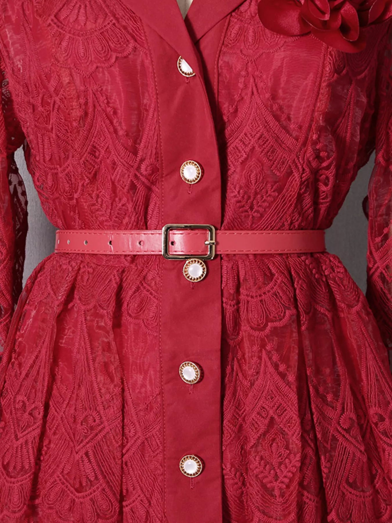 Lace Button Front Midi Dress