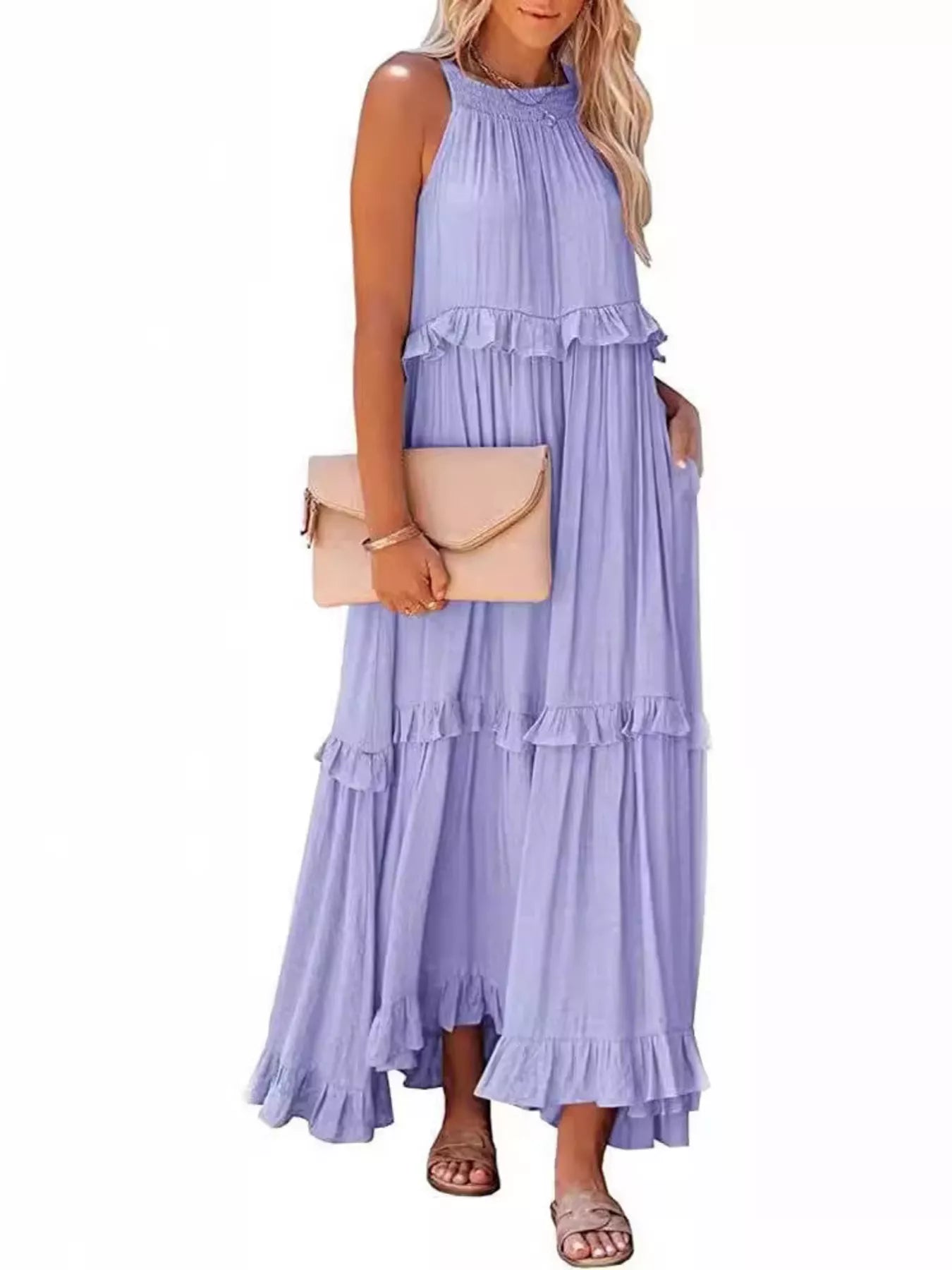 Ruffled Tiered Sleeveless Maxi Dress