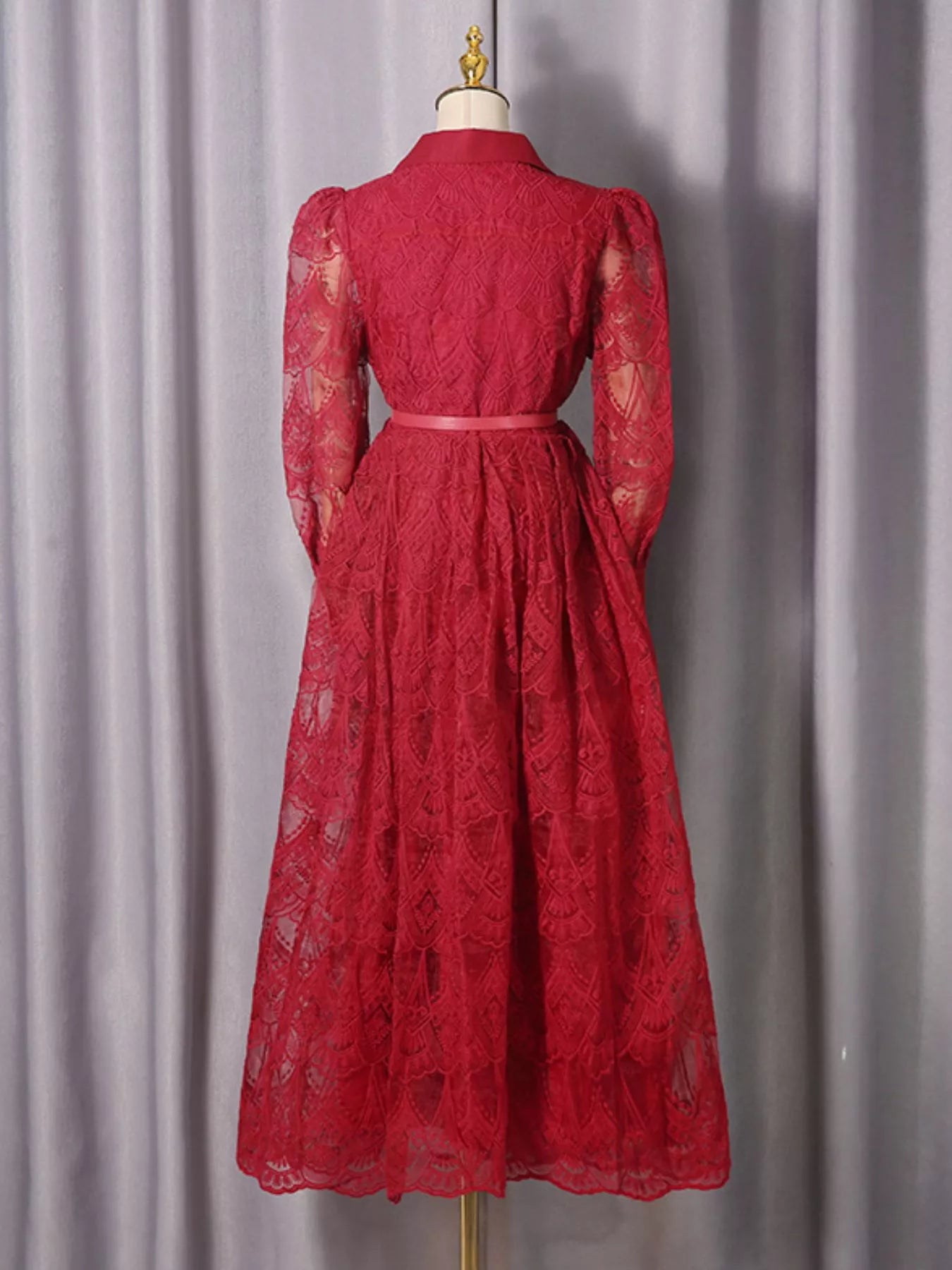 Lace Button Front Midi Dress