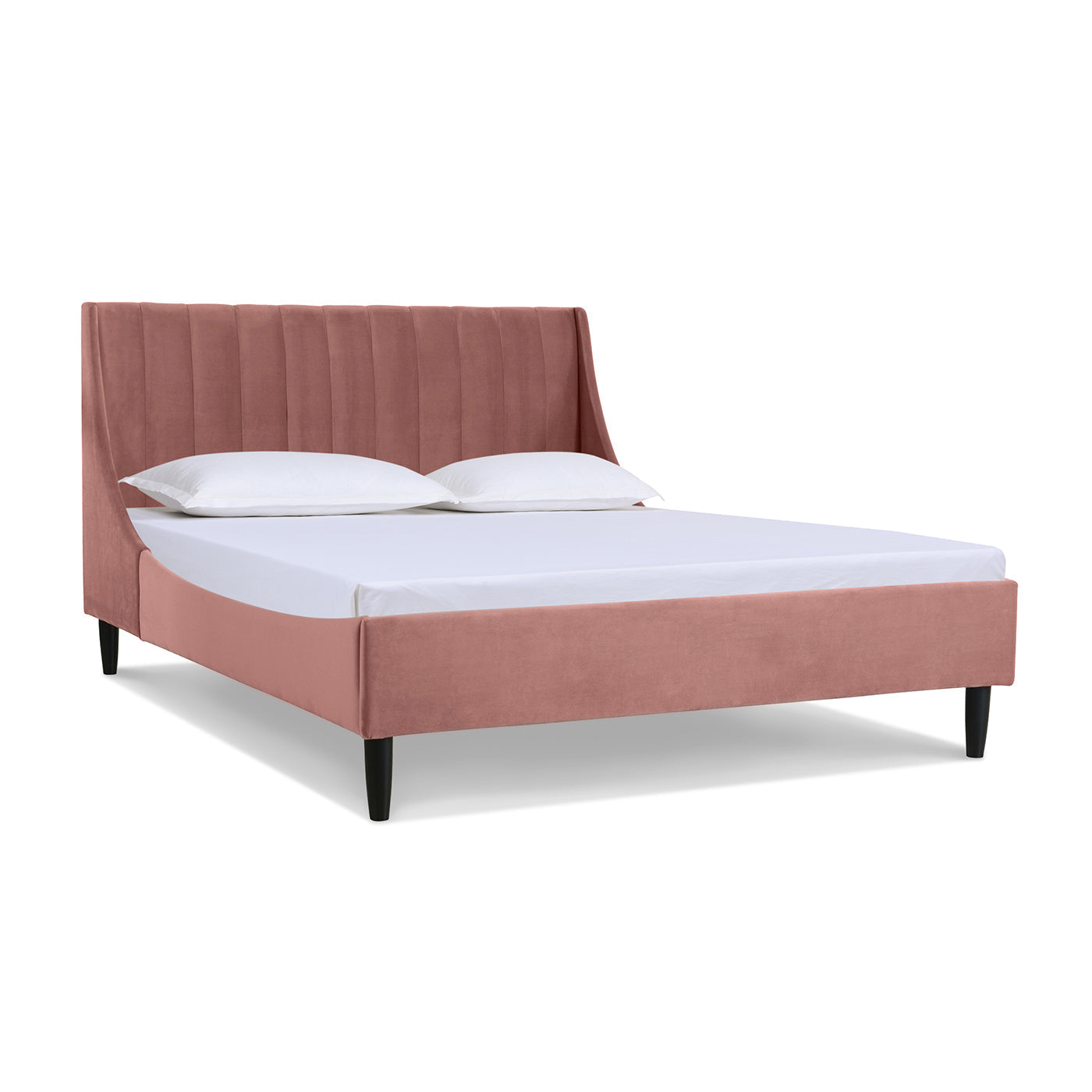Aspen Vertical Tufted Headboard Platform Bed Set, Queen, Ash Rose