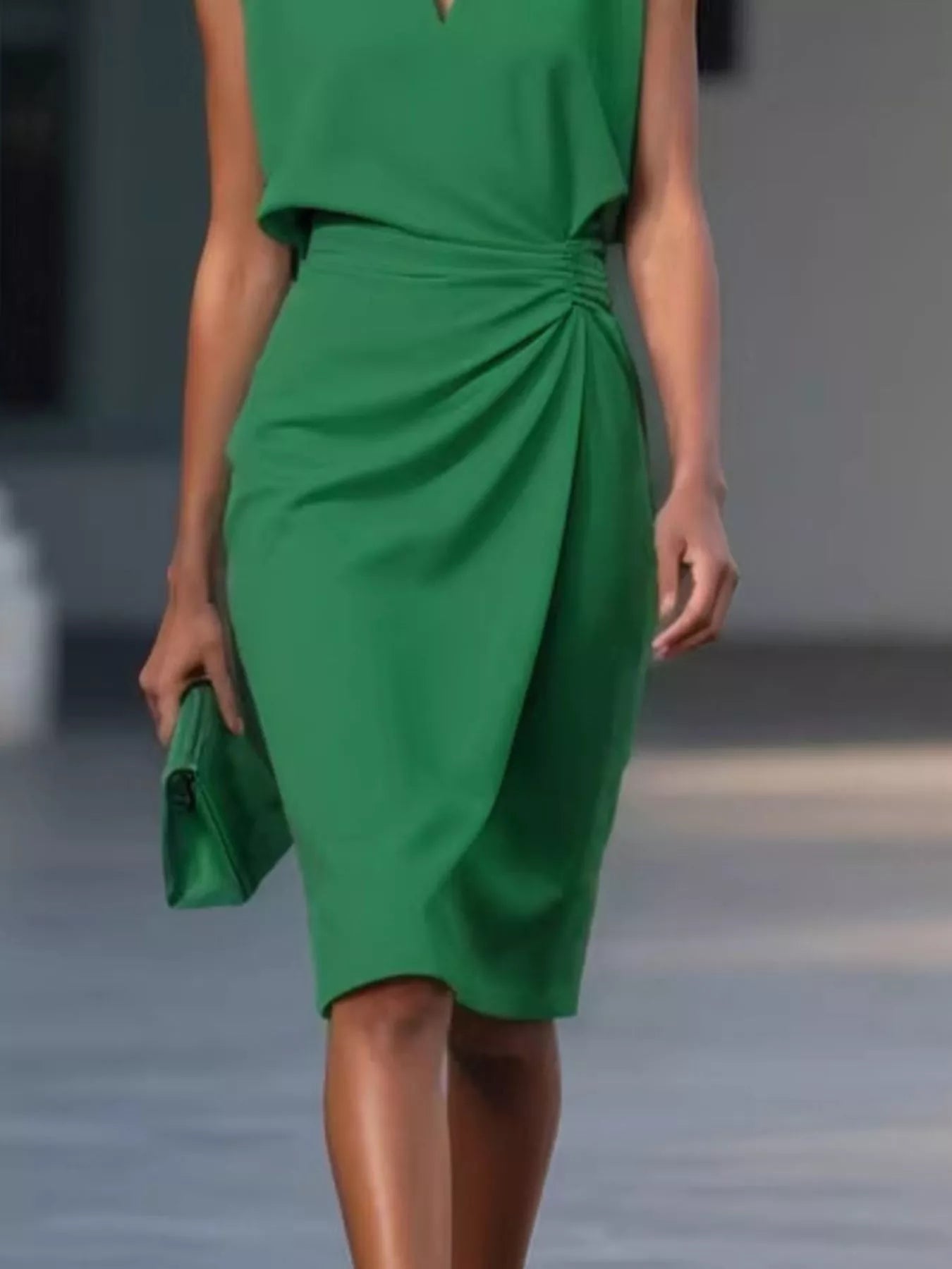 Ruched Waist Sleeveless Dress