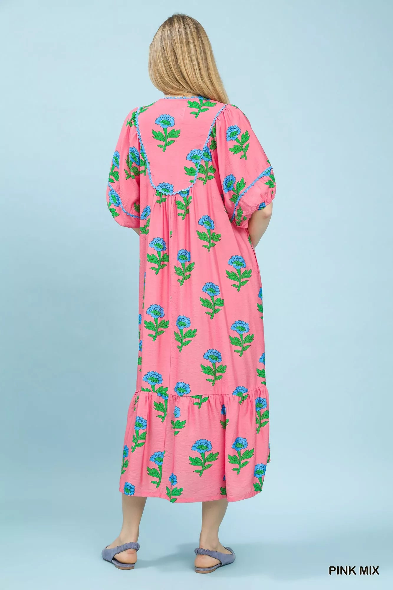 Umgee Floral Print Midi Dress