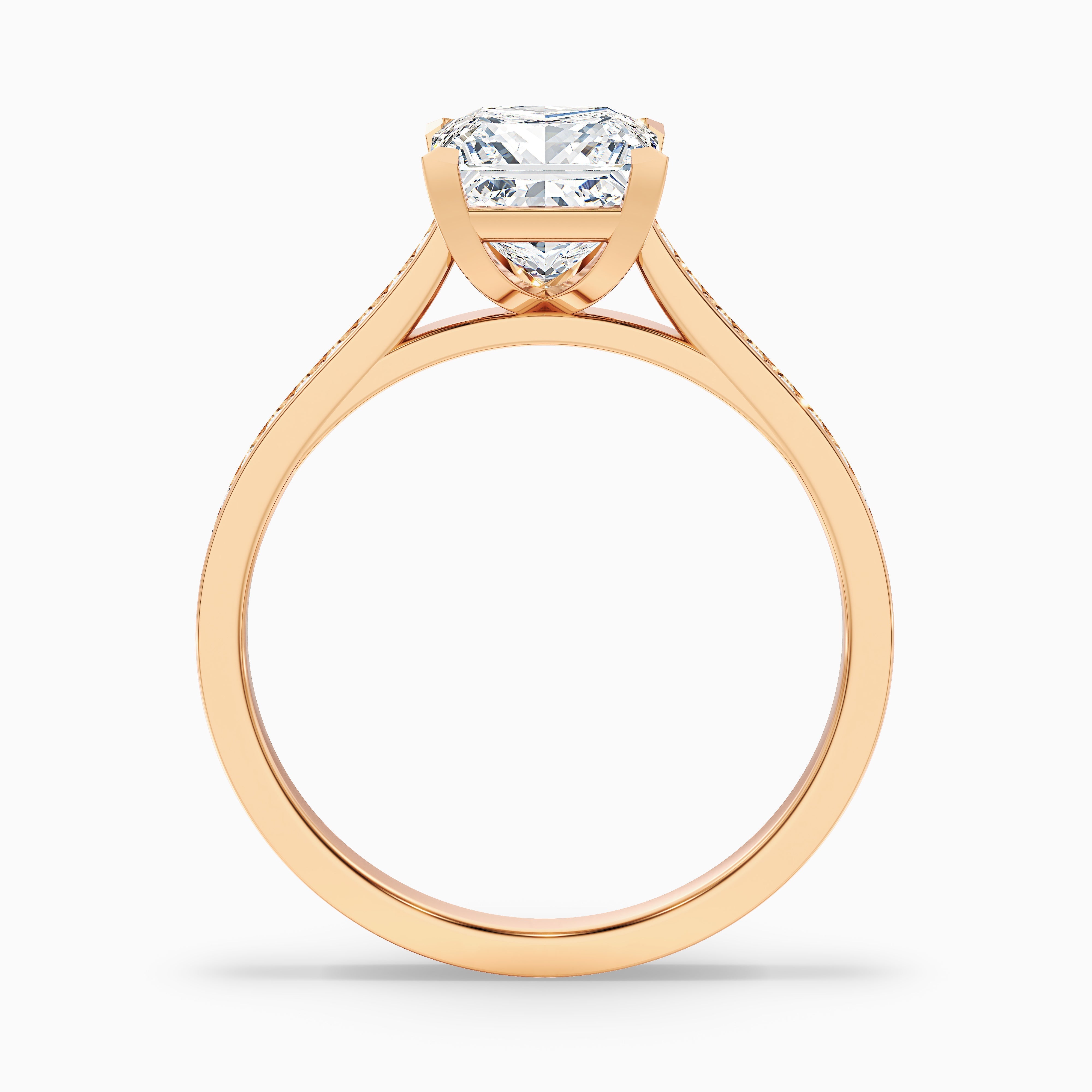 Ava 4 Carat Princess Cut Side Stone Pave Moissanite Engagement Ring in 10k White Gold