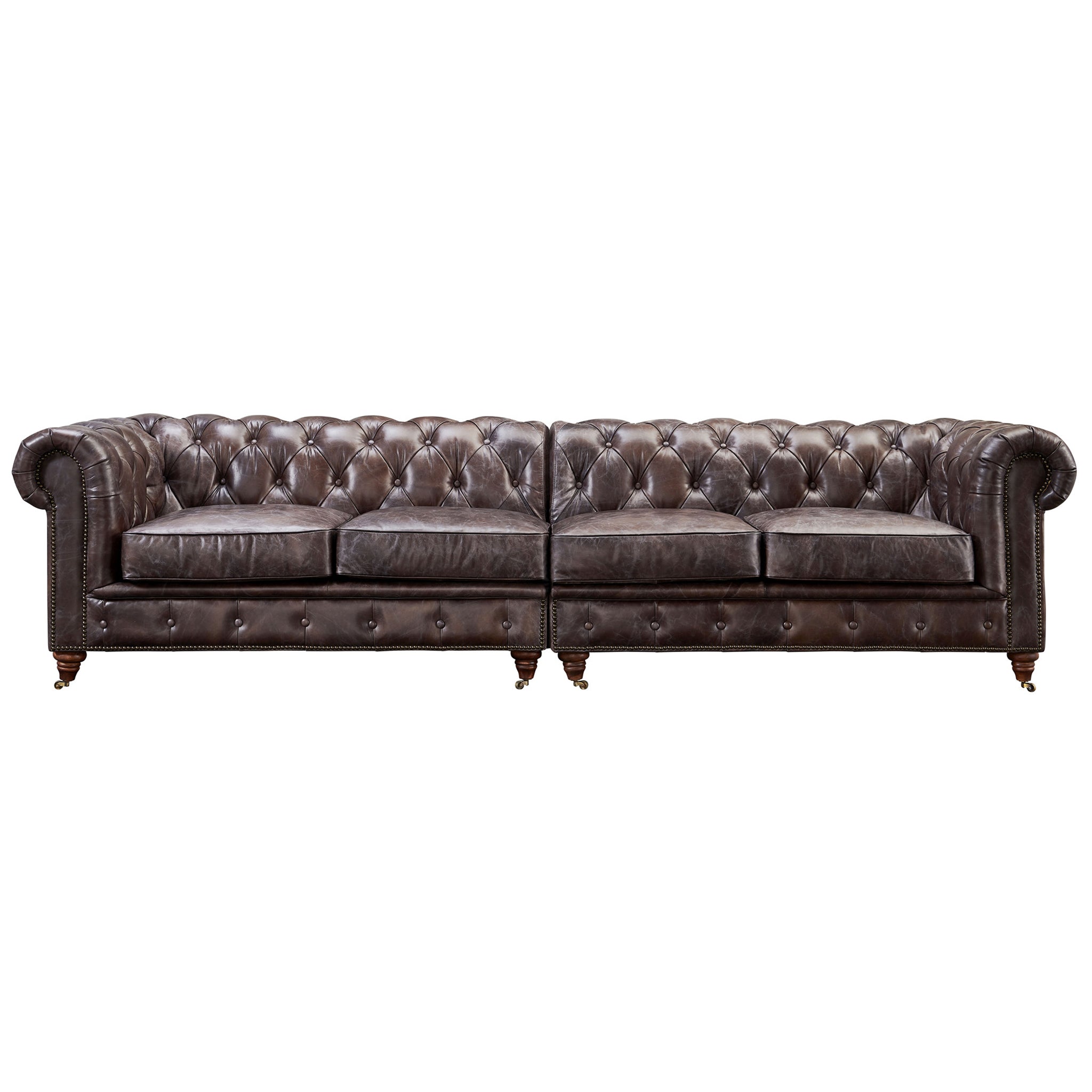 Century Chesterfield Sofa - Dark Brown Leather - 118"