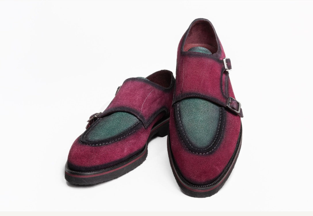 C Collection Suede Monkstrap Shoe - Red