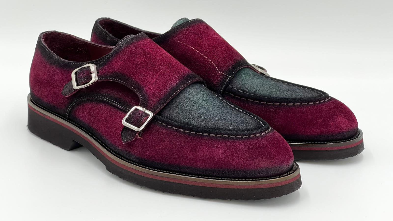 C Collection Suede Monkstrap Shoe - Red