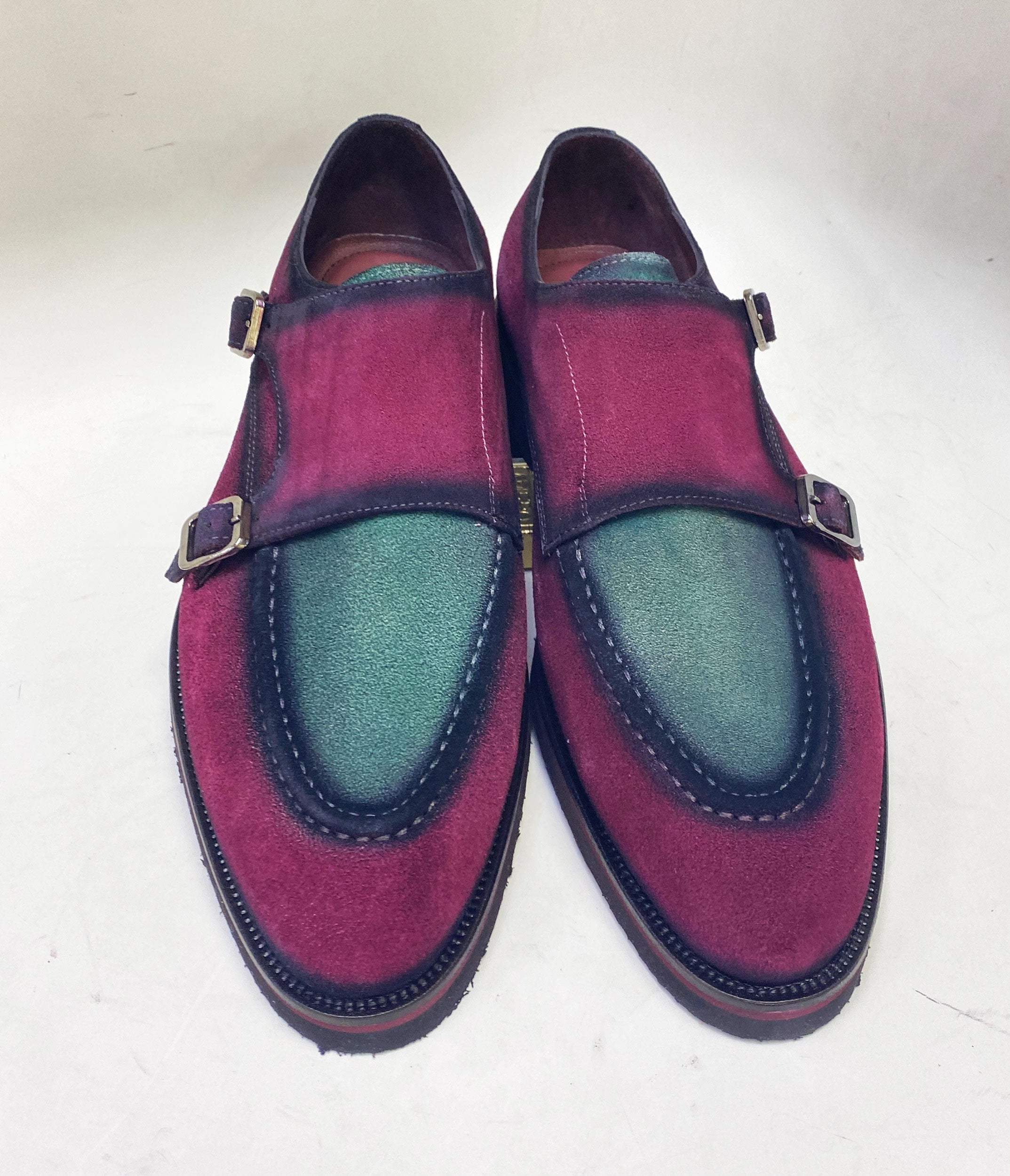 C Collection Suede Monkstrap Shoe - Red