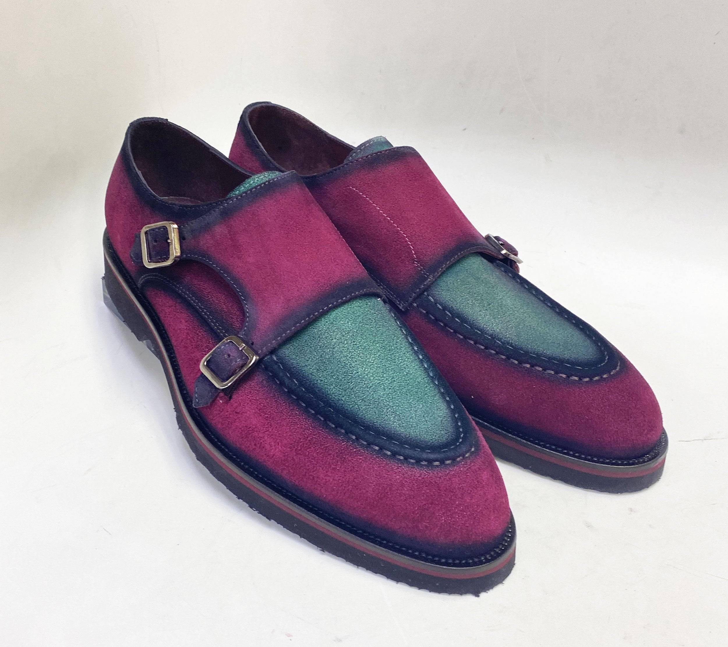 C Collection Suede Monkstrap Shoe - Red