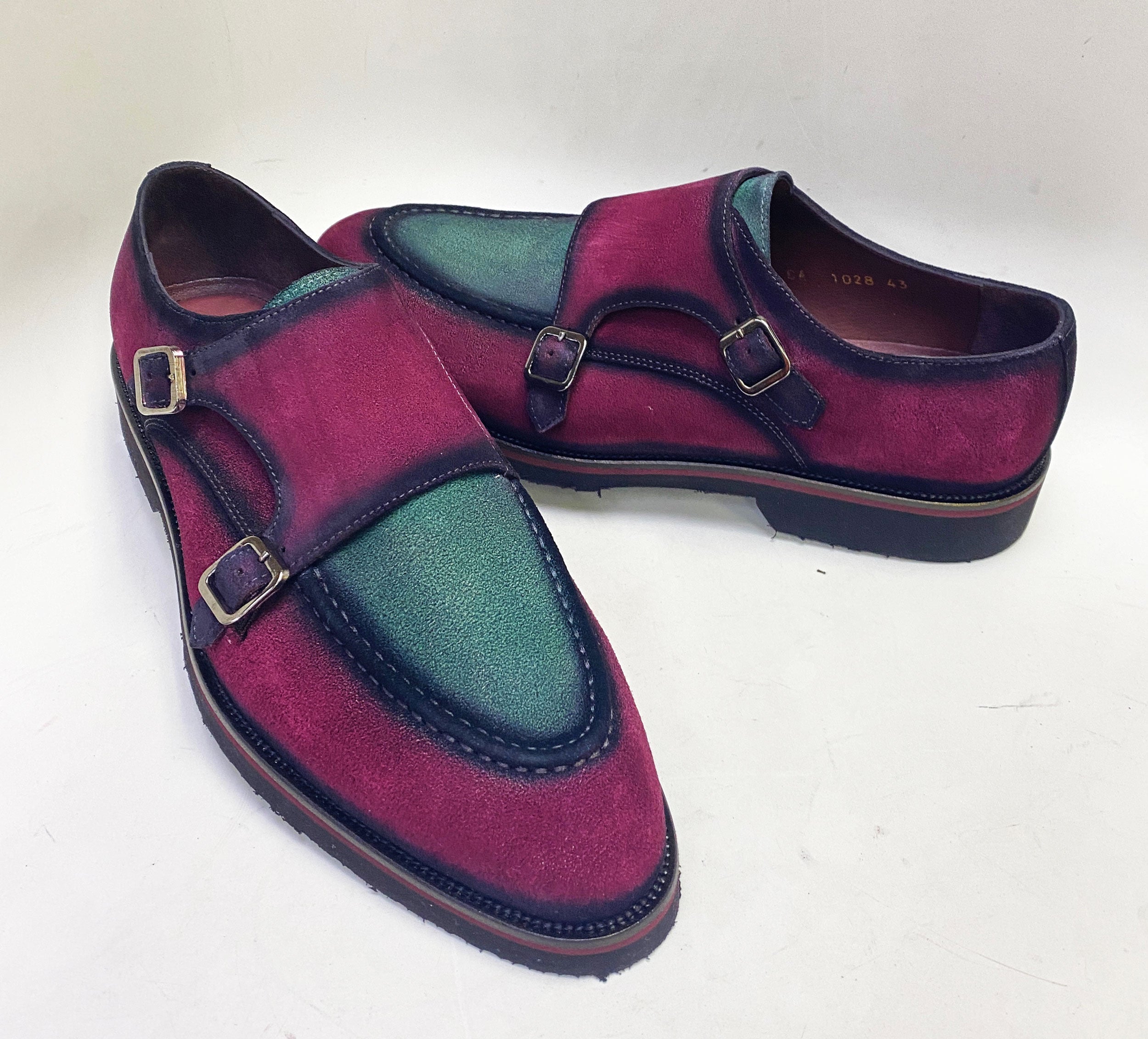 C Collection Suede Monkstrap Shoe - Red