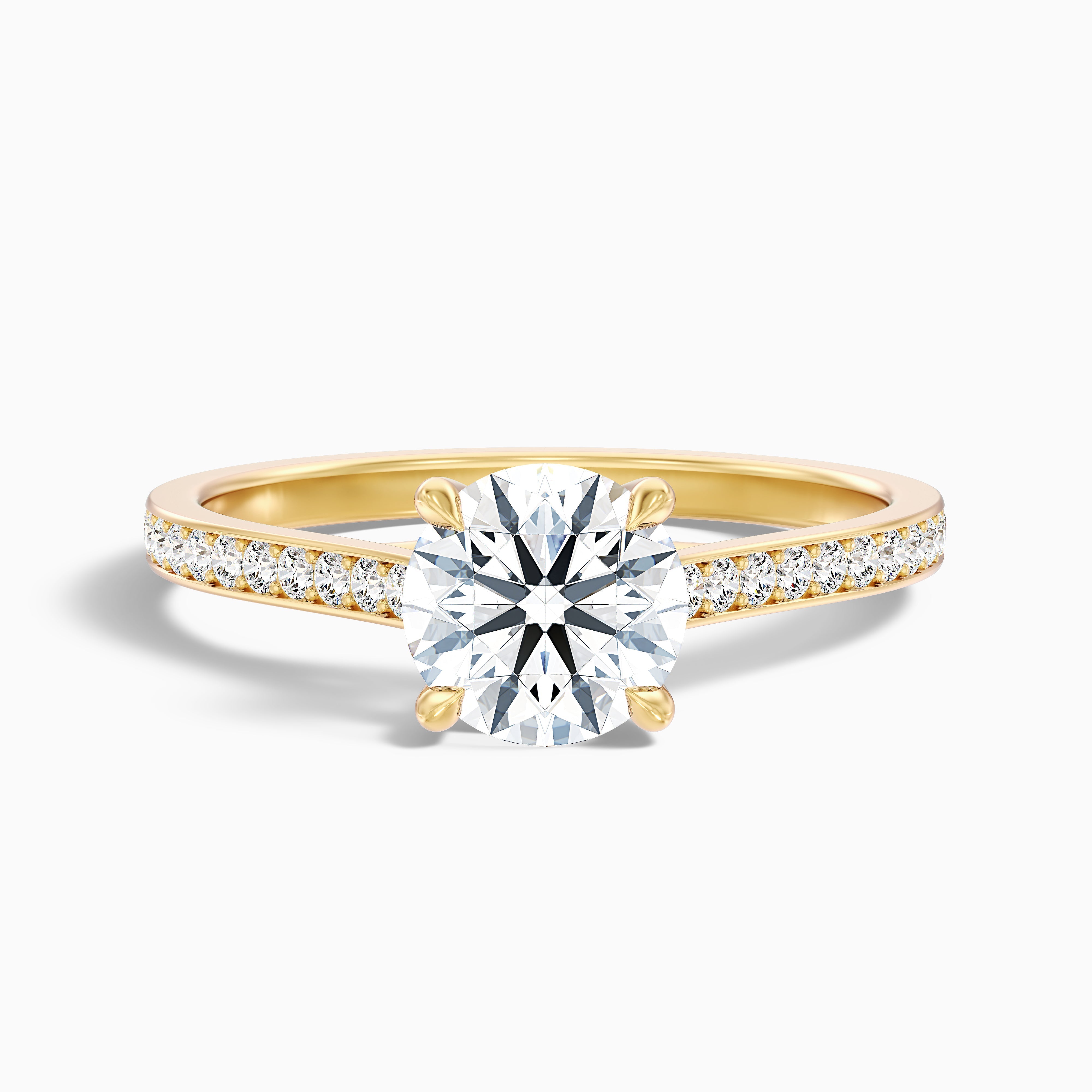 Elma 3 Carat Round Side Stone Pave Lab Grown Diamond Ring in 14k White Gold