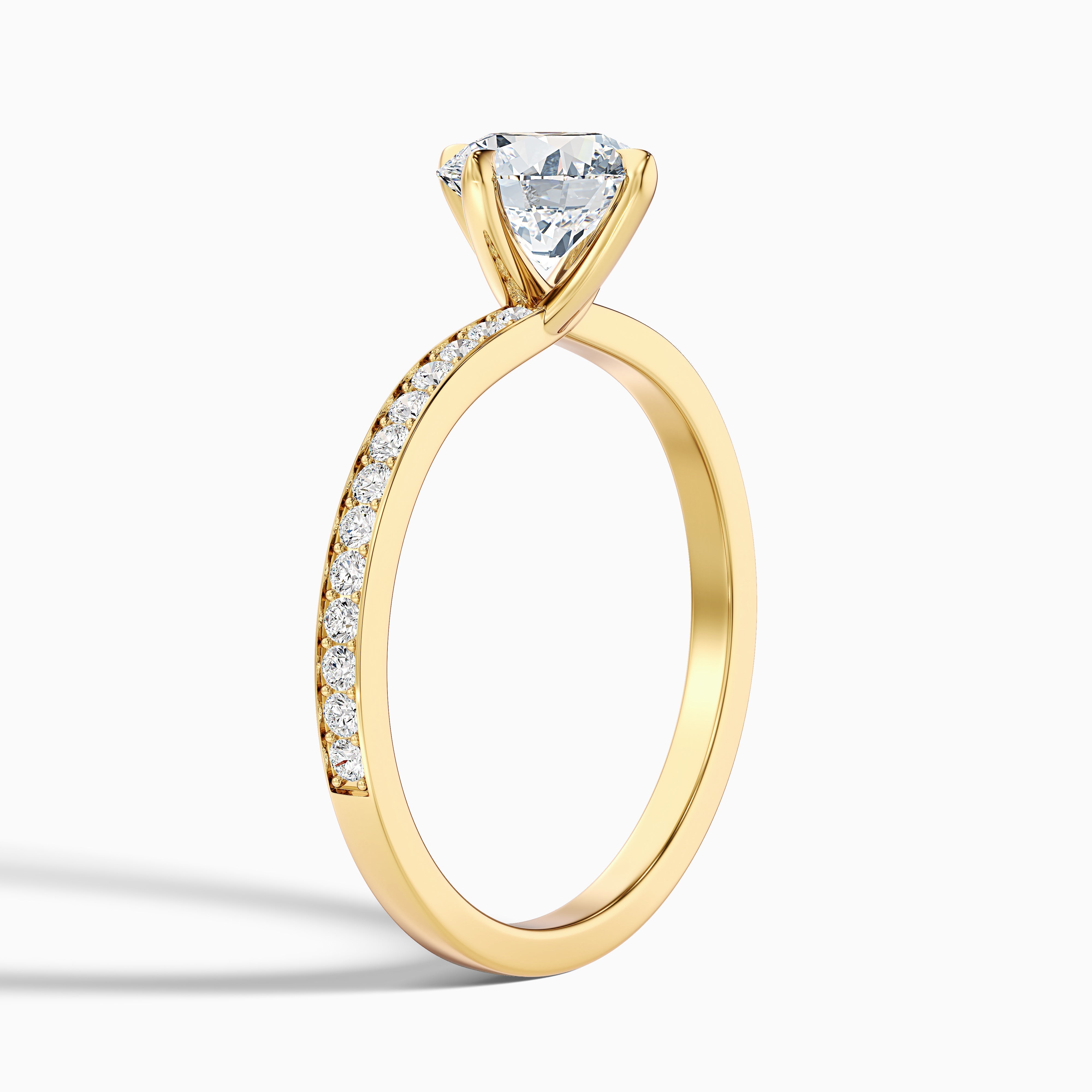 Enni 5 Carat Round Side Stone Pave Lab Grown Diamond Ring in 18k Yellow Gold