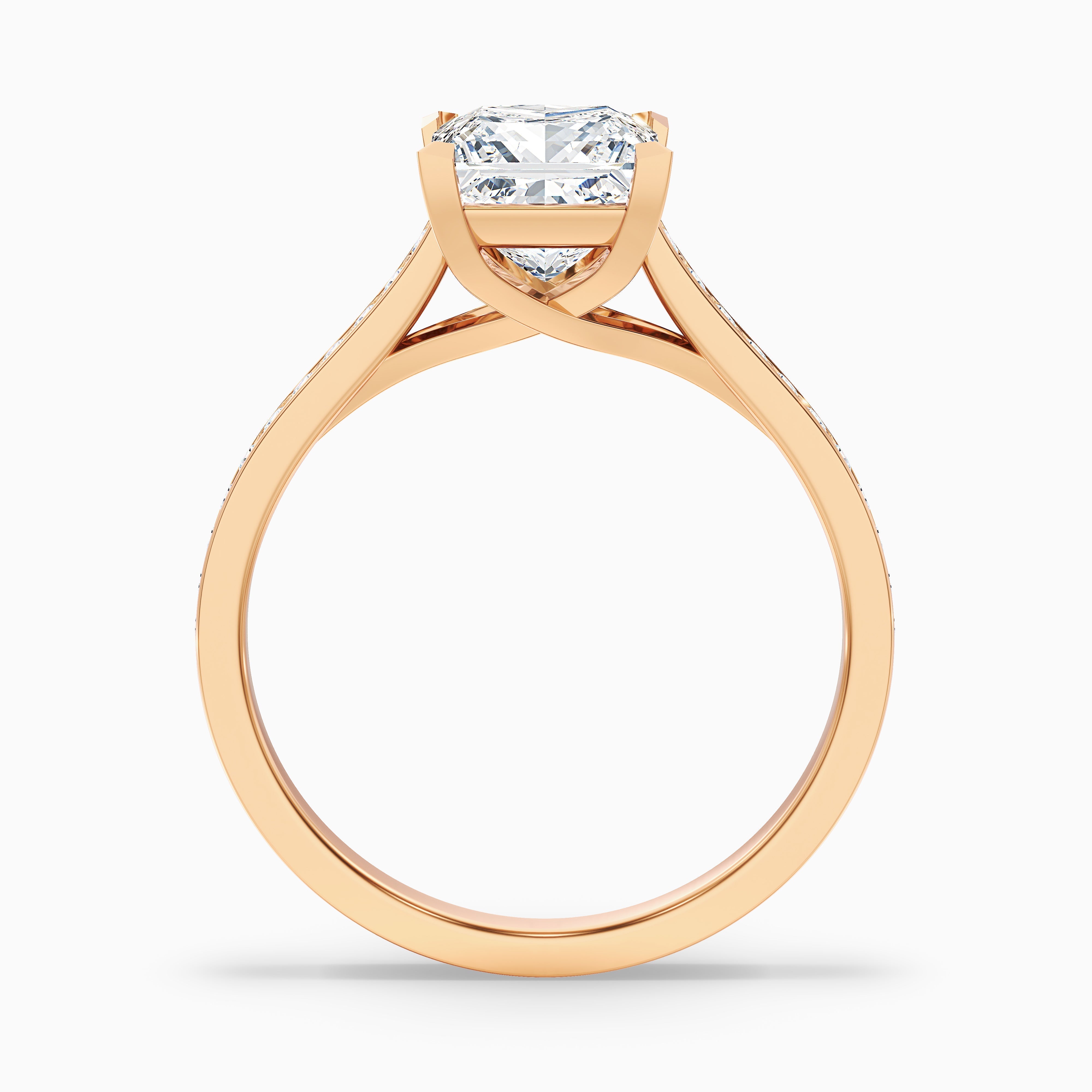 Asta 2 Carat Princess Cut Side Stone Pave Lab Grown Diamond Ring in 18k White Gold
