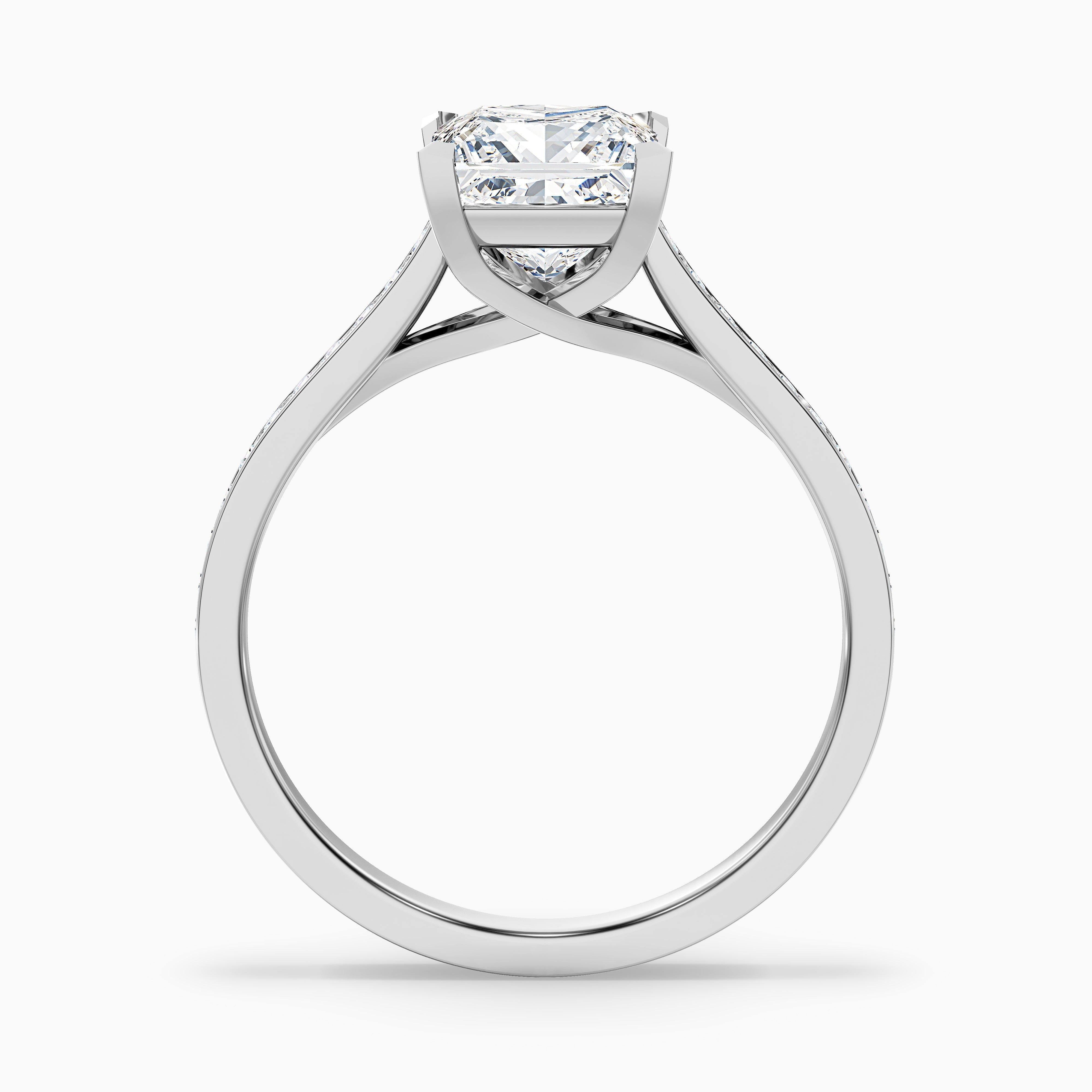 Asta 3 Carat Princess Cut Side Stone Pave Lab Grown Diamond Ring in 10k Yellow Gold
