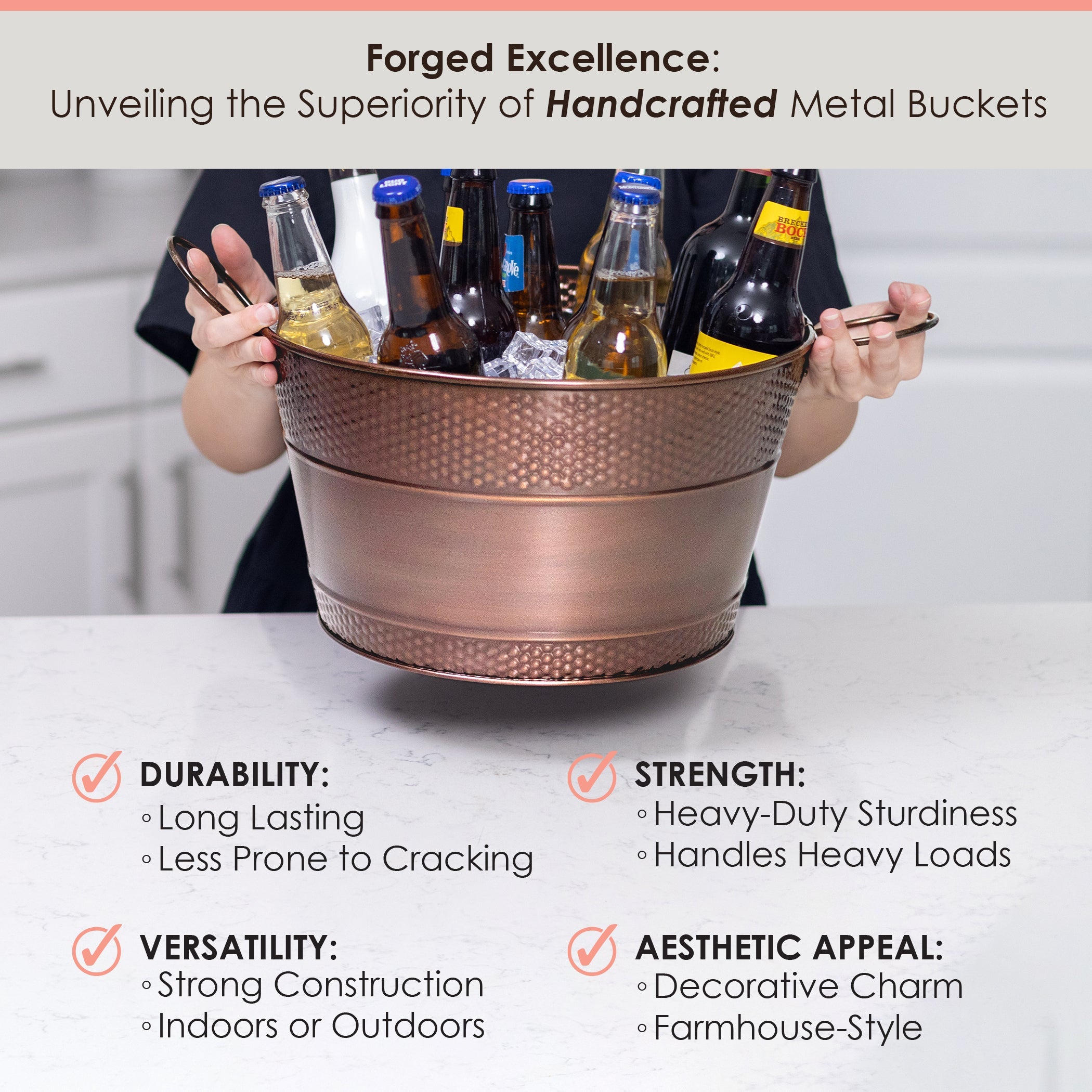 Old Tavern Beverage Bucket Hammered Antique Copper | BREKX