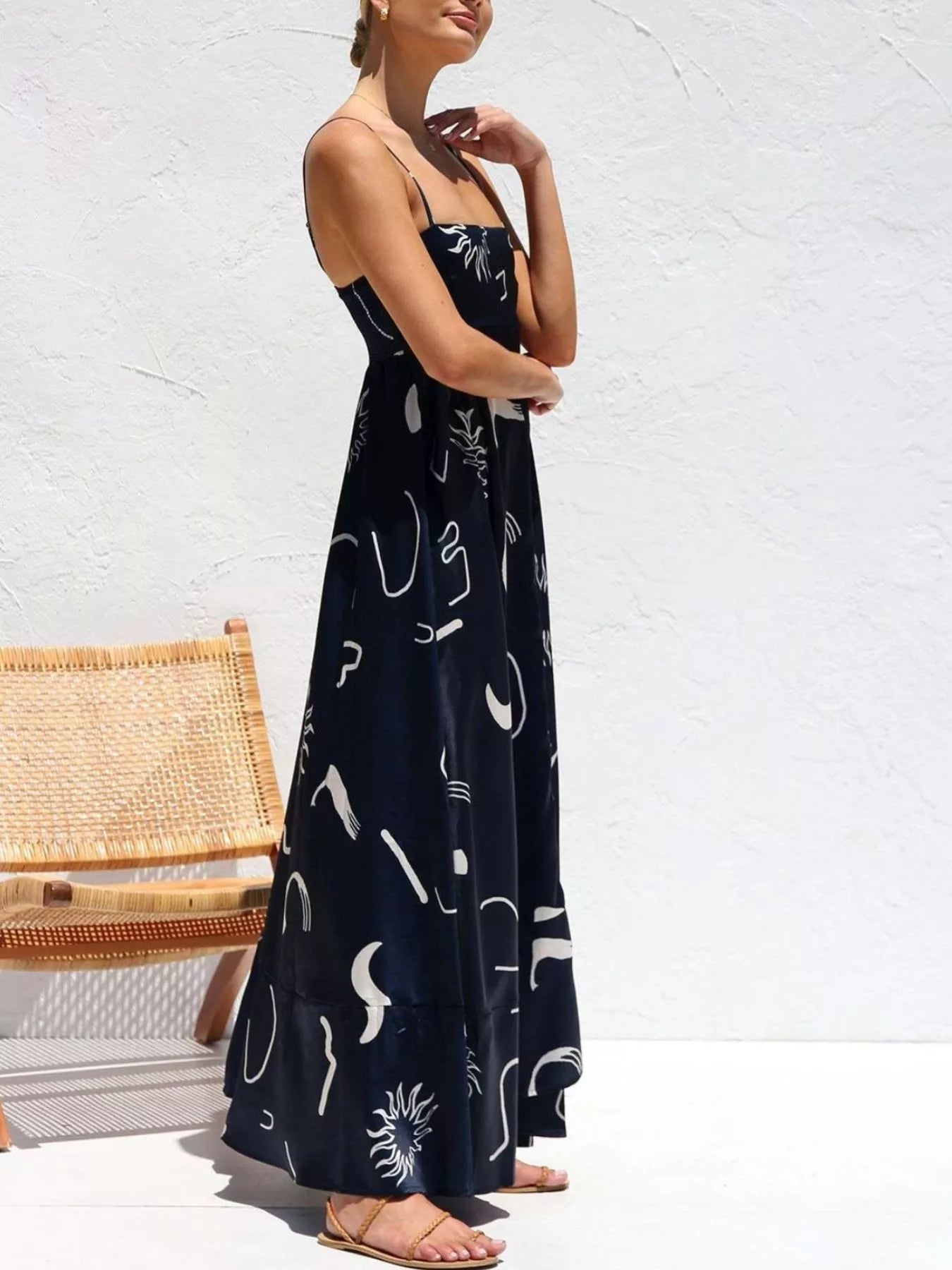 Printed Spaghetti Strap Maxi Dress