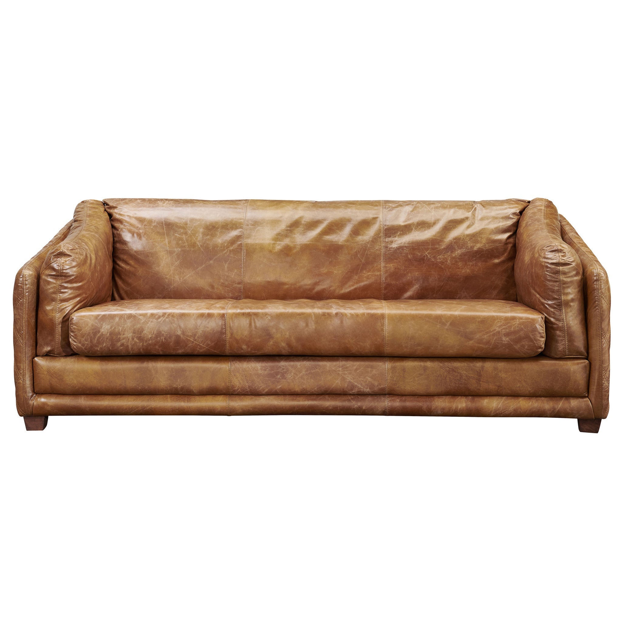 Waco Rustic Modern Sofa - Light Brown Leather