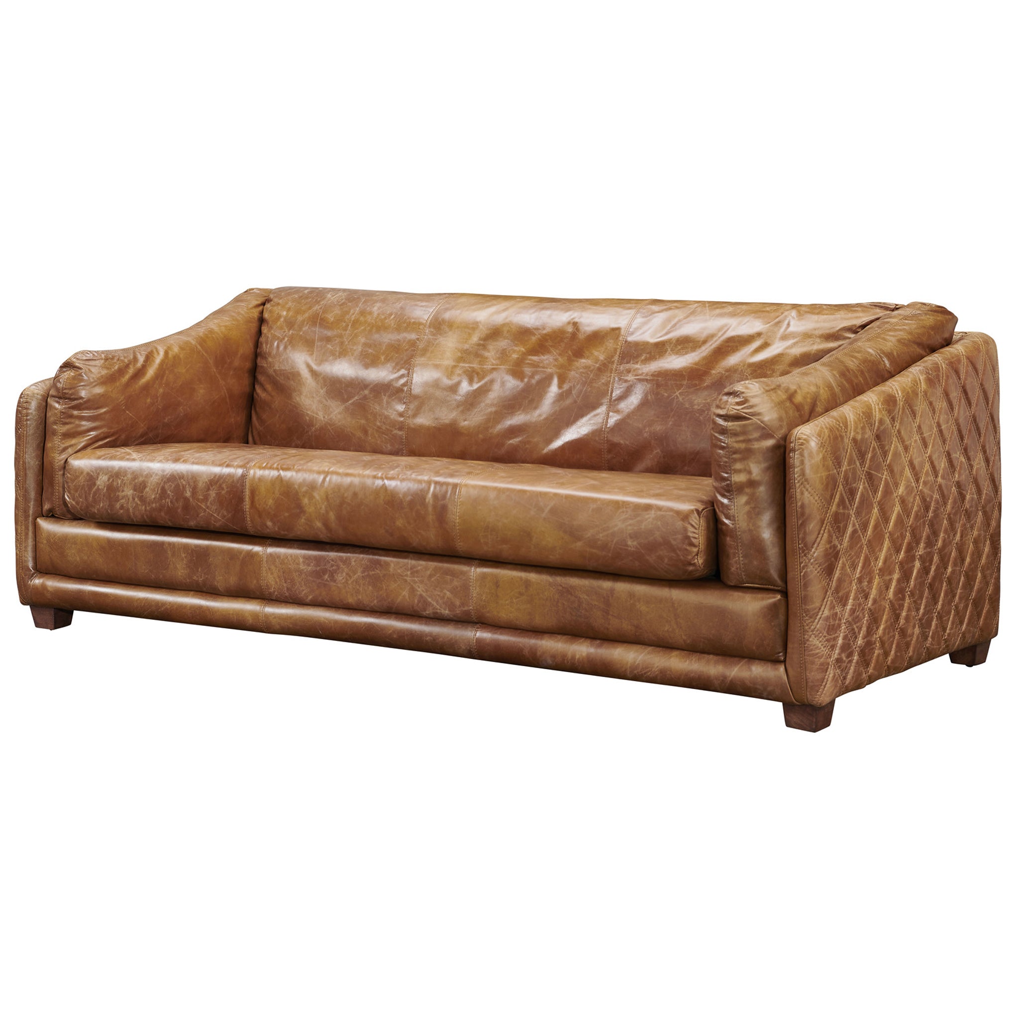 Waco Rustic Modern Sofa - Light Brown Leather