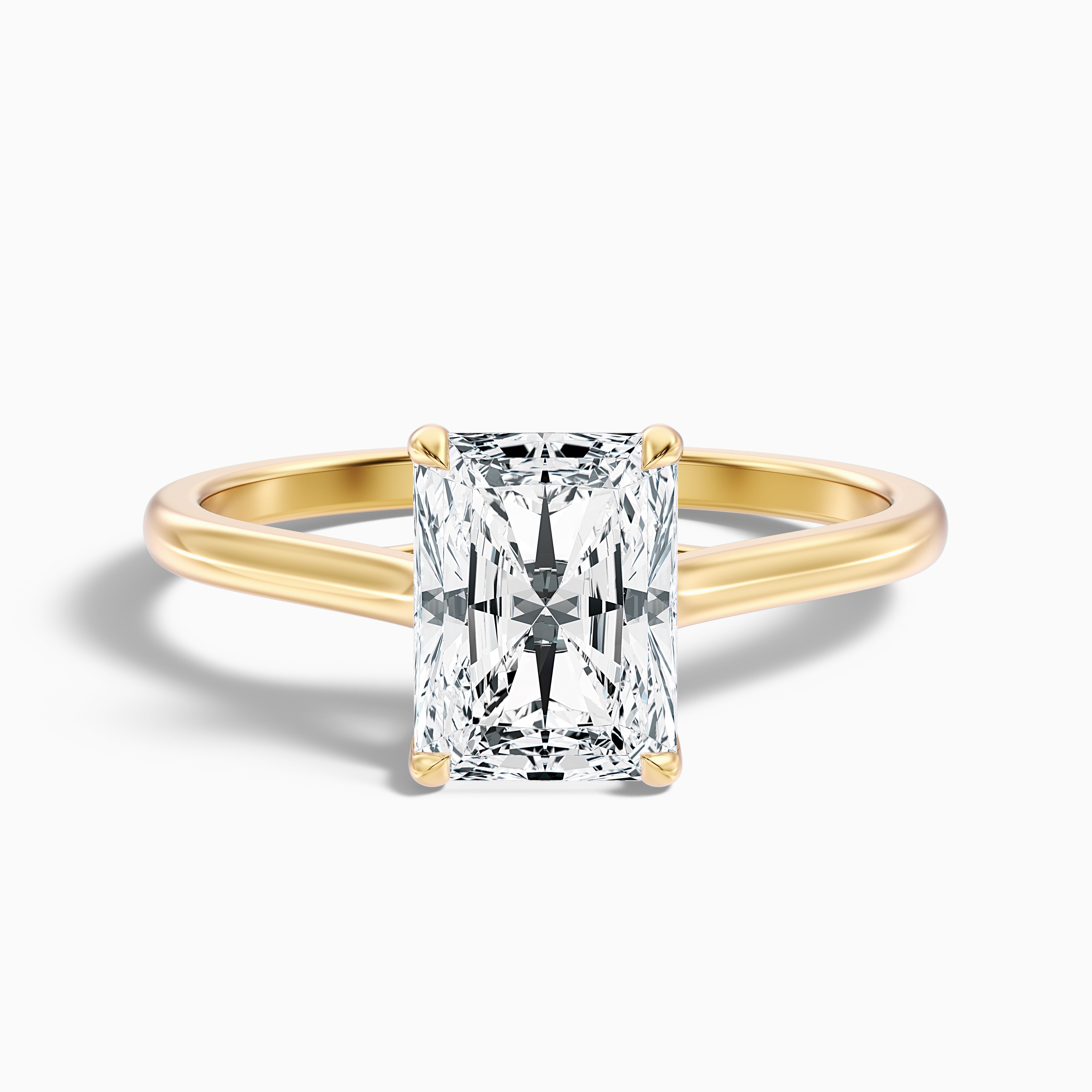 Adel 7 Carat Radiant Cut Solitaire Moissanite Engagement Ring in 14k Yellow Gold