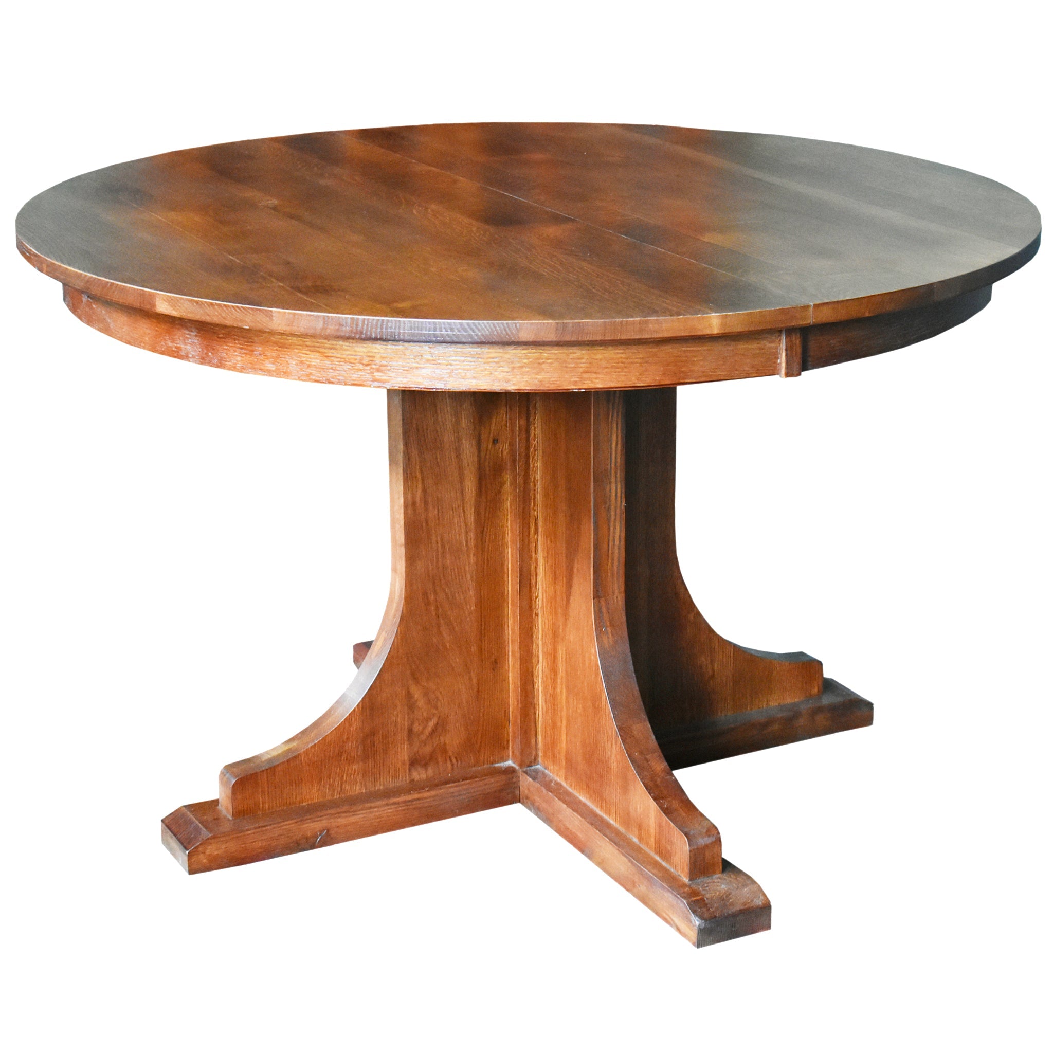 Solid Oak Round Dining Table with 2 Leaves - Michael's Cherry