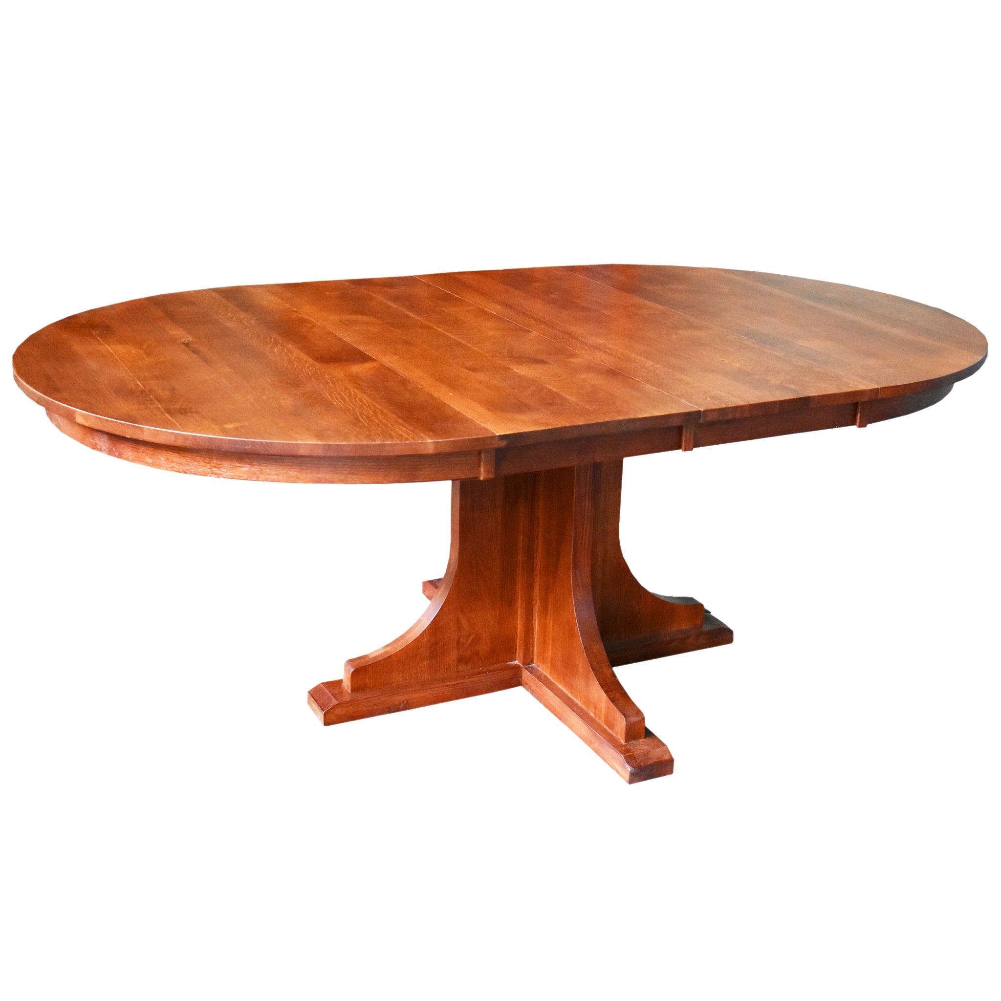 Solid Oak Round Dining Table with 2 Leaves - Michael's Cherry