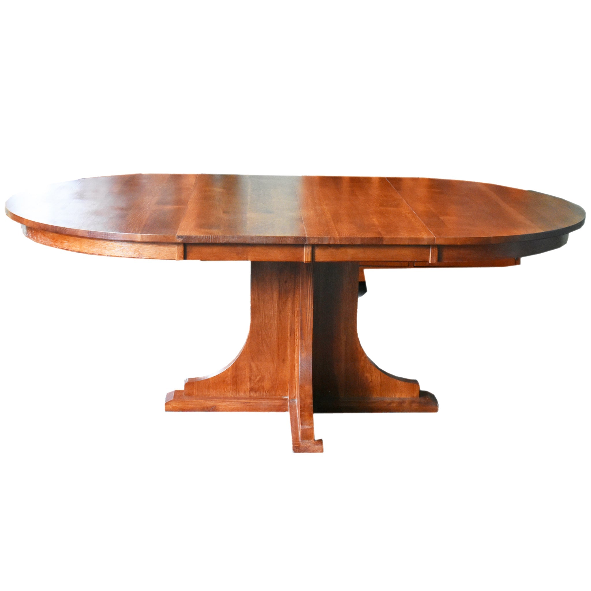 Solid Oak Round Dining Table with 2 Leaves - Michael's Cherry