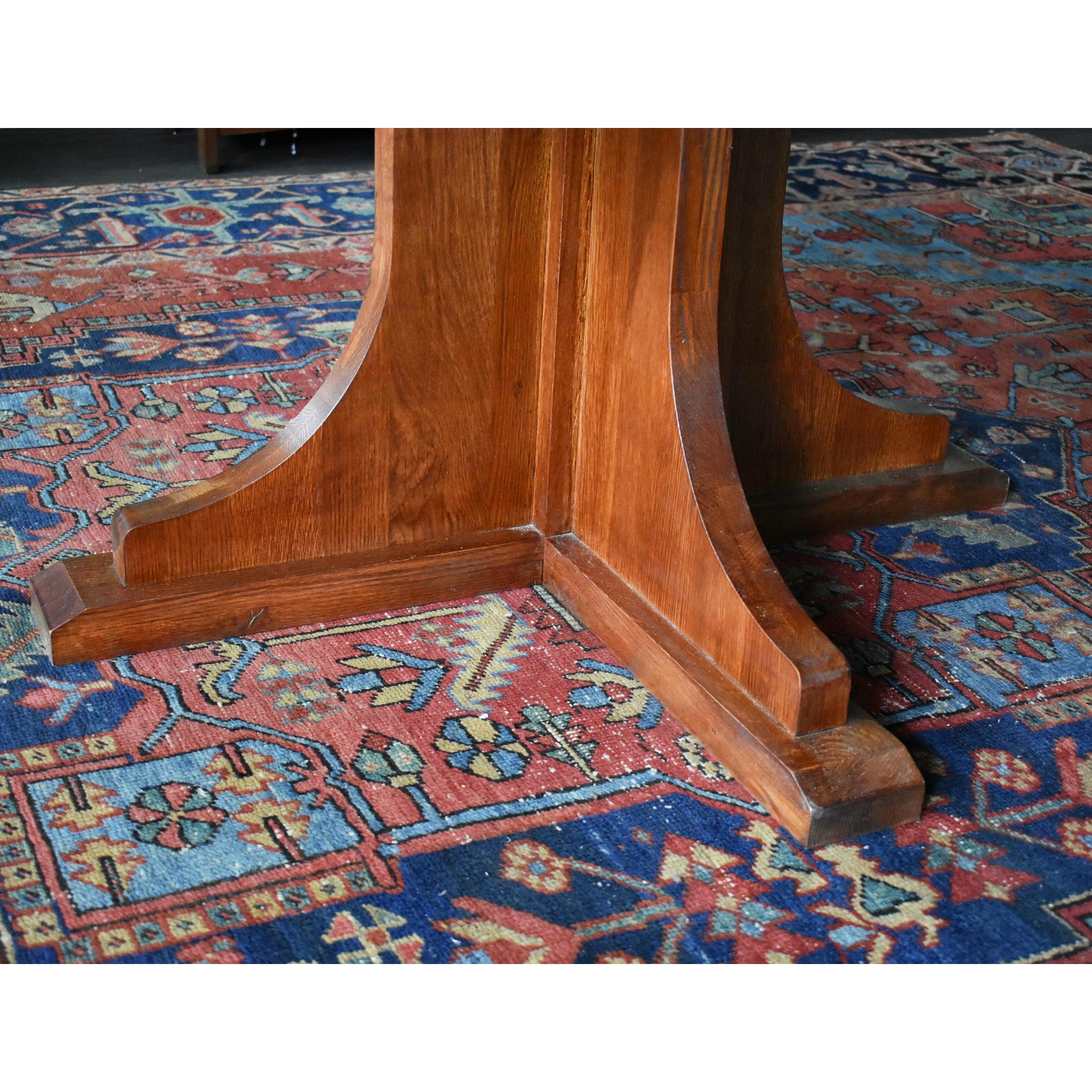 Solid Oak Round Dining Table with 2 Leaves - Michael's Cherry