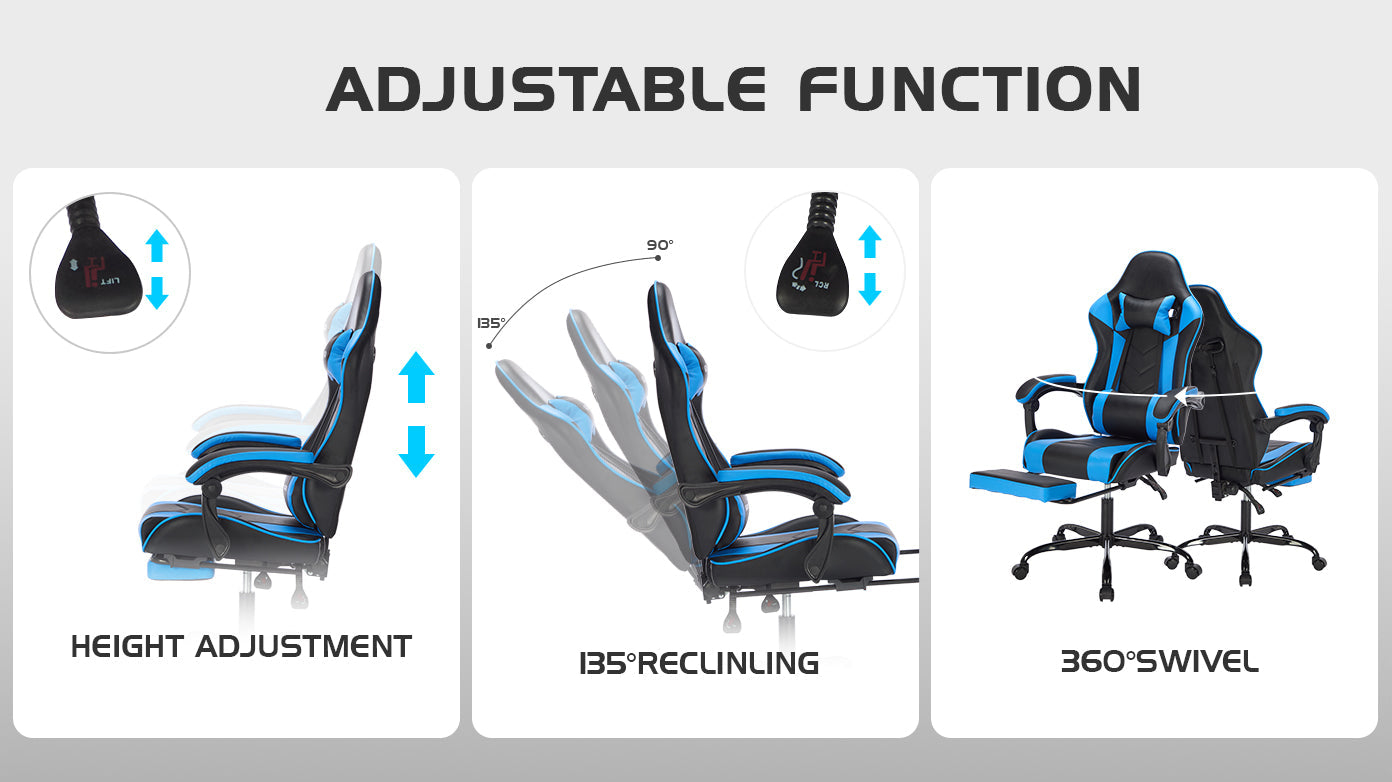 Gaming Chair with Footrest and Lumbar Support