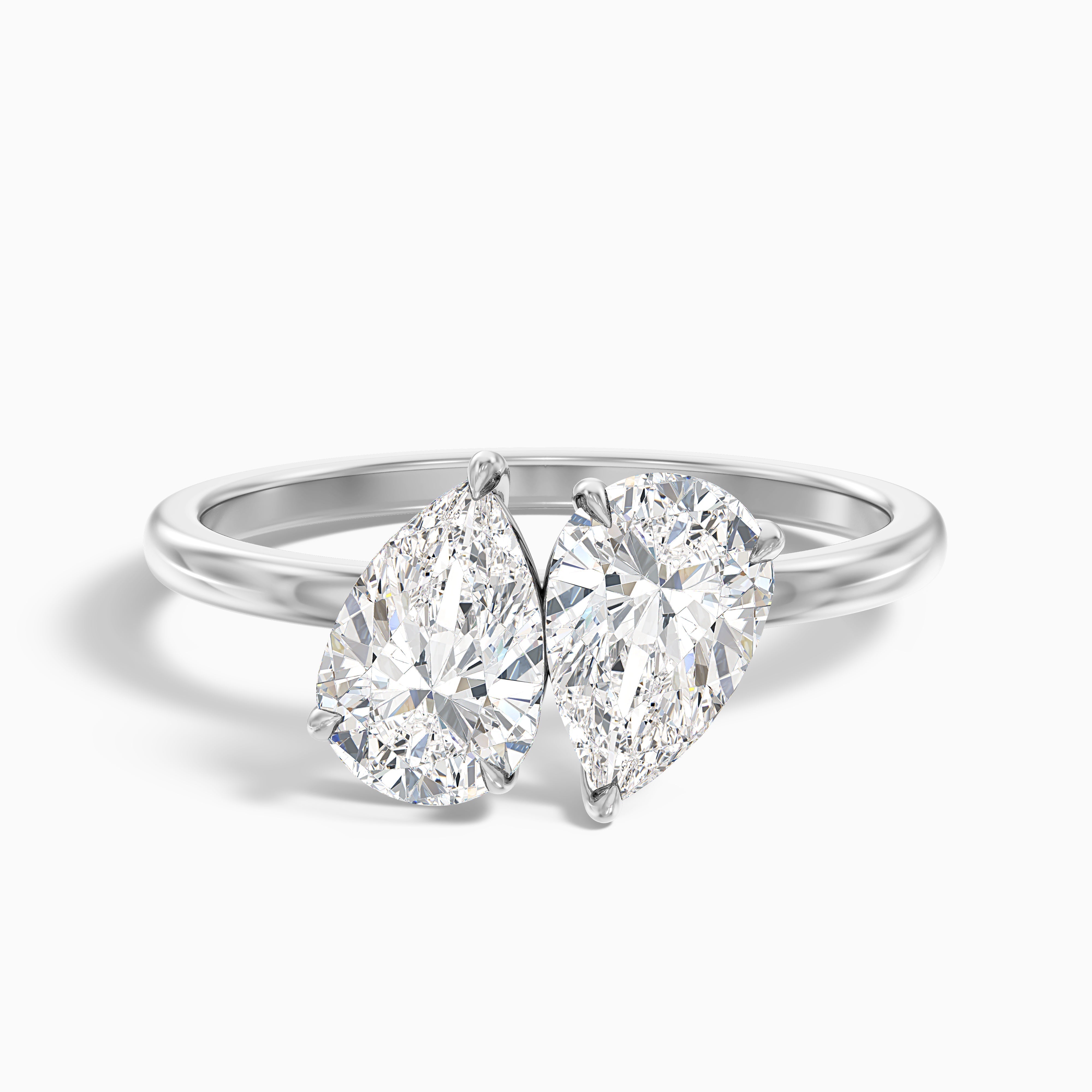 Georgia Toi Et Moi Engagement Ring in 10k White Gold With Both Pear Two Stone Lab Grown Diamond (3 Ct. Tw.)