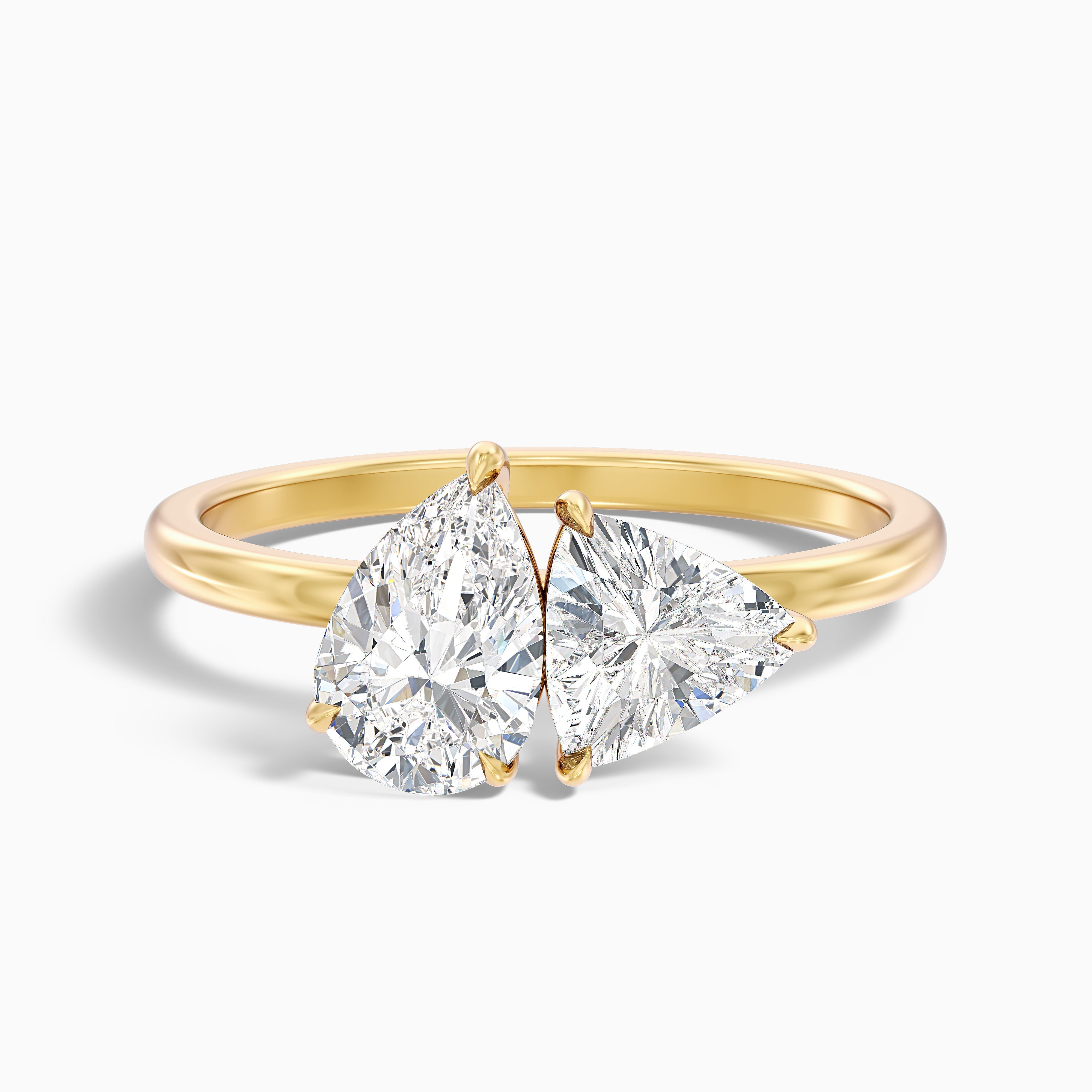 Olivia Toi Et Moi Engagement Ring in 10k Yellow Gold With Pear and Trillion Cut Two Stone Lab Grown Diamond (2 Ct. Tw.)