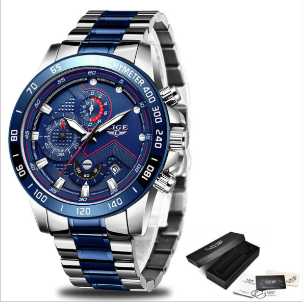 Business Elegant Men's Watch With Chronometers Day View Fluorescent Hands Excellent Look Unique Design Perfect Gift For Your Man