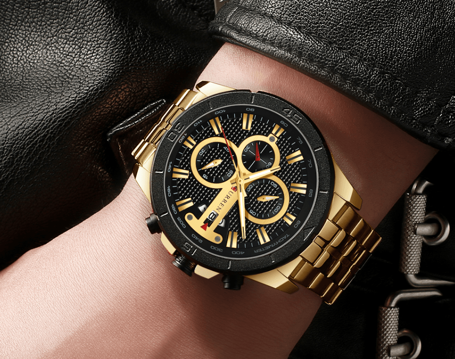 Men's Waterproof Watch With Chronometers Day View And Fluorescent Hands Unique Luxury Design Perfect Gift