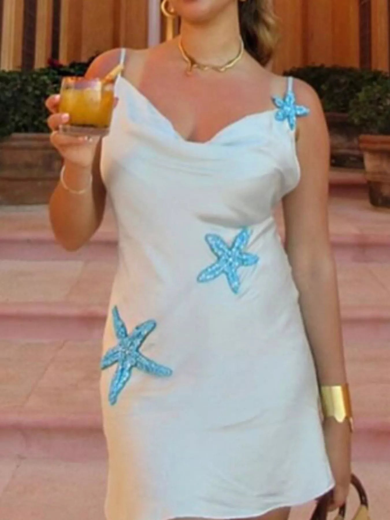 Starfish Embellishments Spaghetti Strap Mini Dress