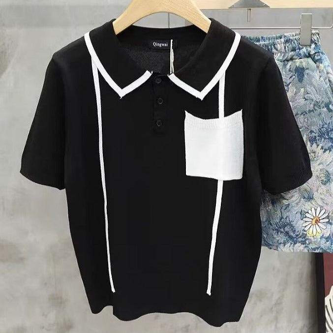 Men's summer T-shirt with collar and short sleeved polo shirt