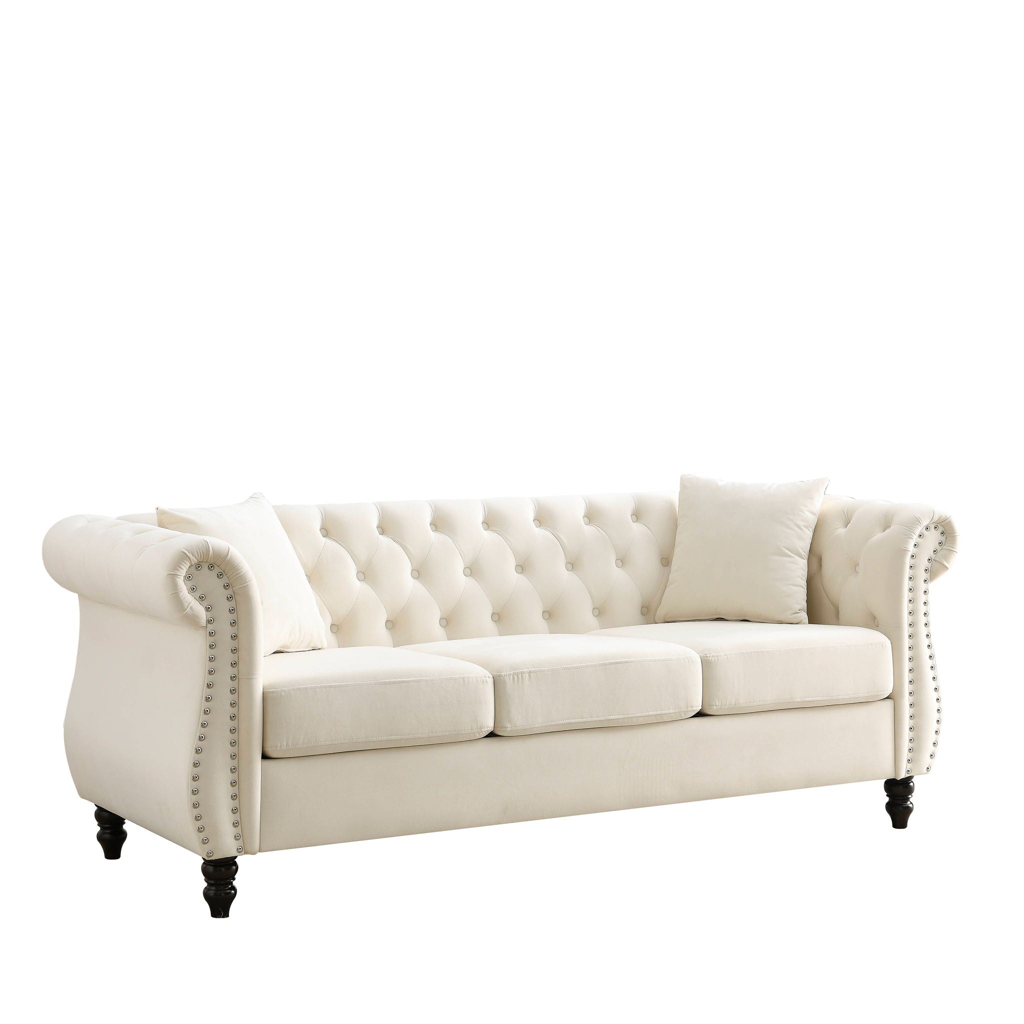 Chesterfield Sofa With Rolled Arms And Nailhead Trim