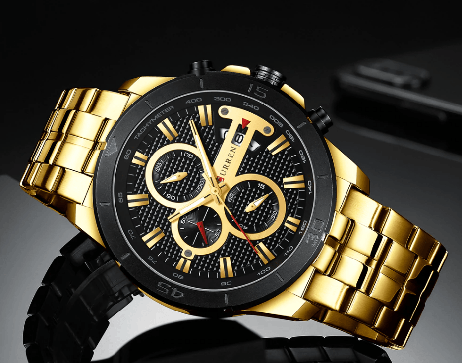 Men's Waterproof Watch With Chronometers Day View And Fluorescent Hands Unique Luxury Design Perfect Gift