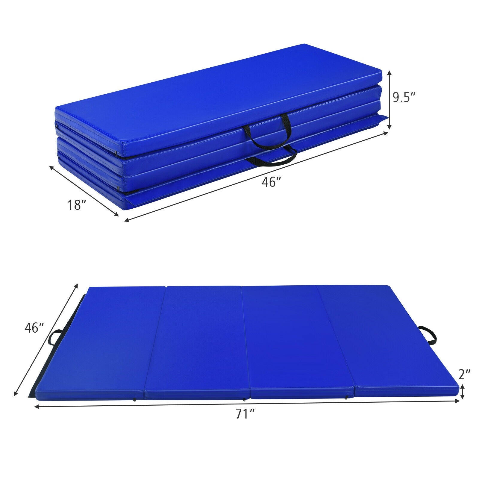 Gymnastics PU Mat Thick Folding Panel Gym Fitness Exercise-Navy