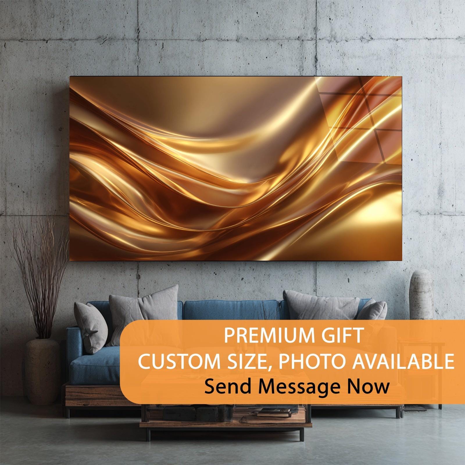 Liquid Gold Abstract Glass Wall Art | Modern Luxury Decor