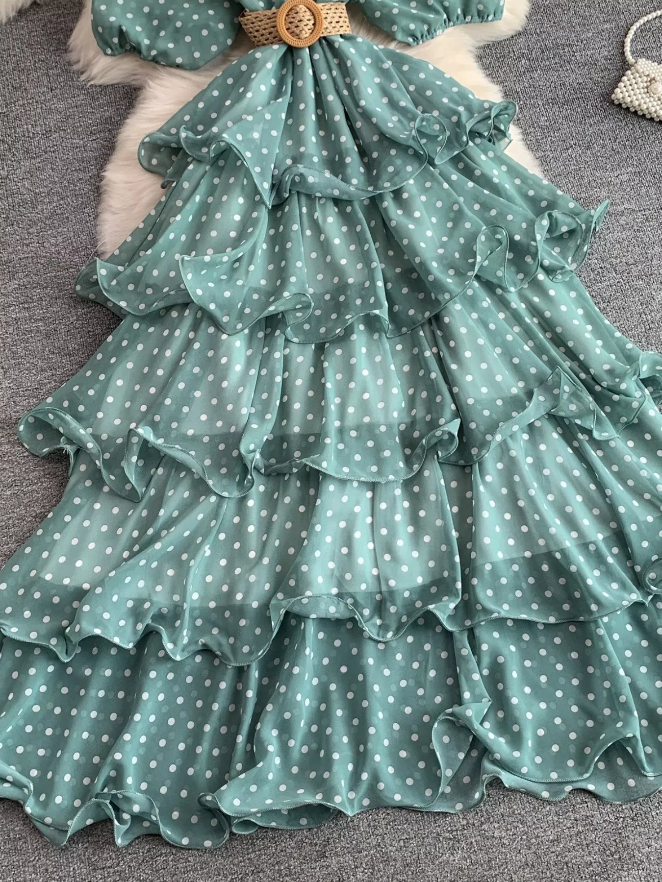 Polka Dot Ruffled Tiered Dress