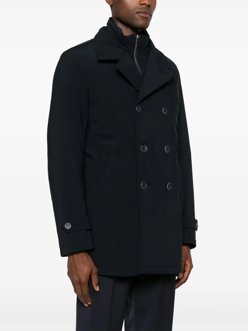 Herno Men Double-Breasted Nylon Down Jacket