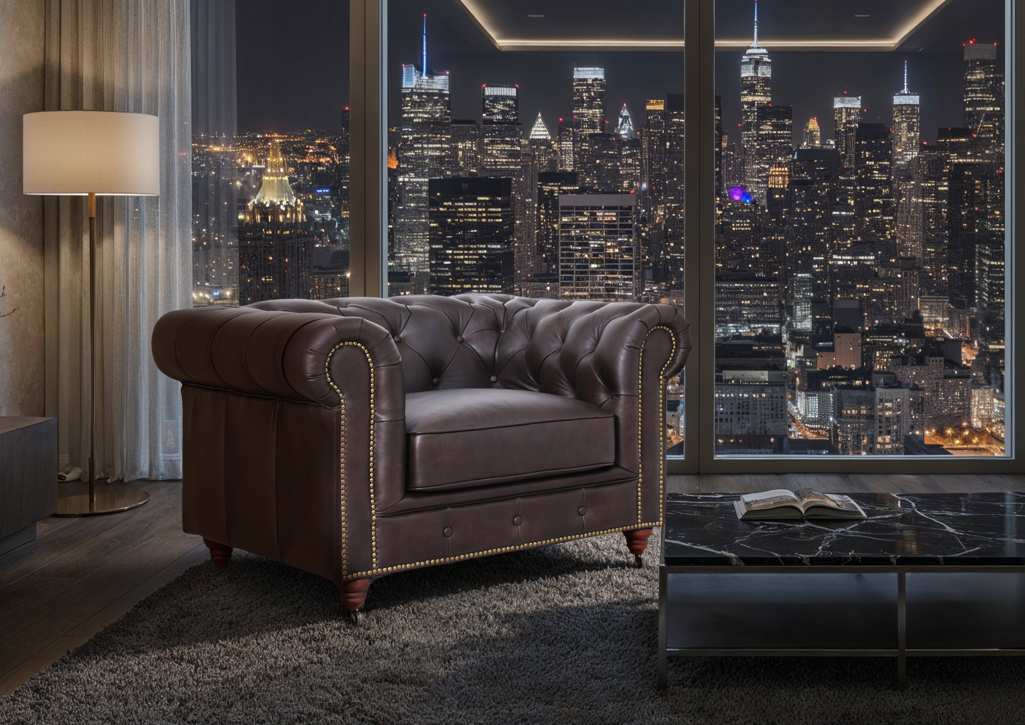 Belgravia Chesterfield Top Grain Leather Club Chair – Classic Tufted Armchair in Premium Finishes