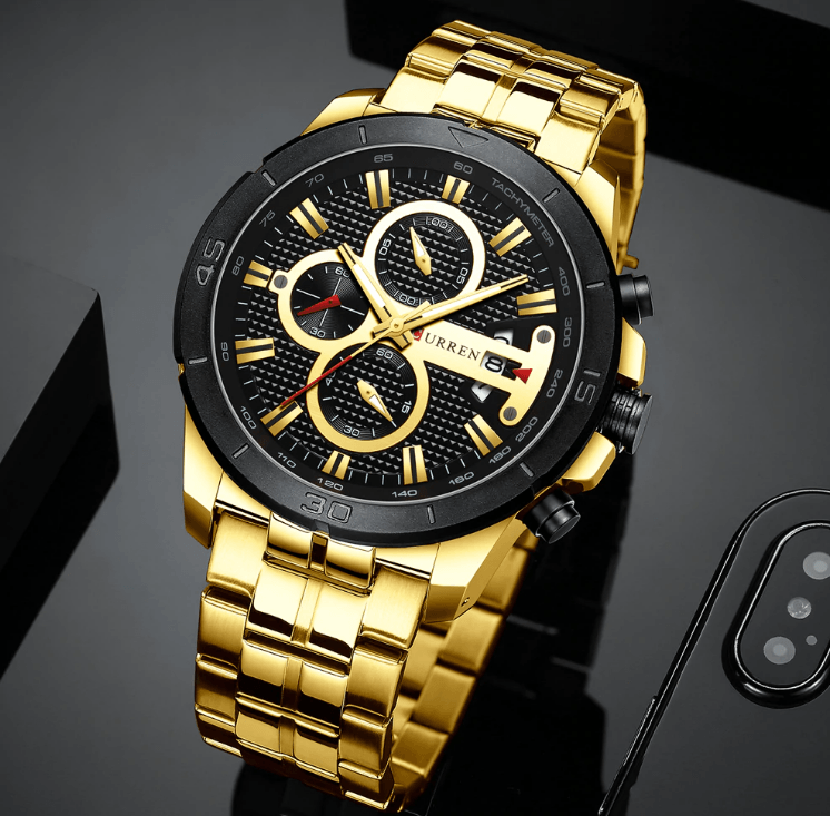 Men's Waterproof Watch With Chronometers Day View And Fluorescent Hands Unique Luxury Design Perfect Gift
